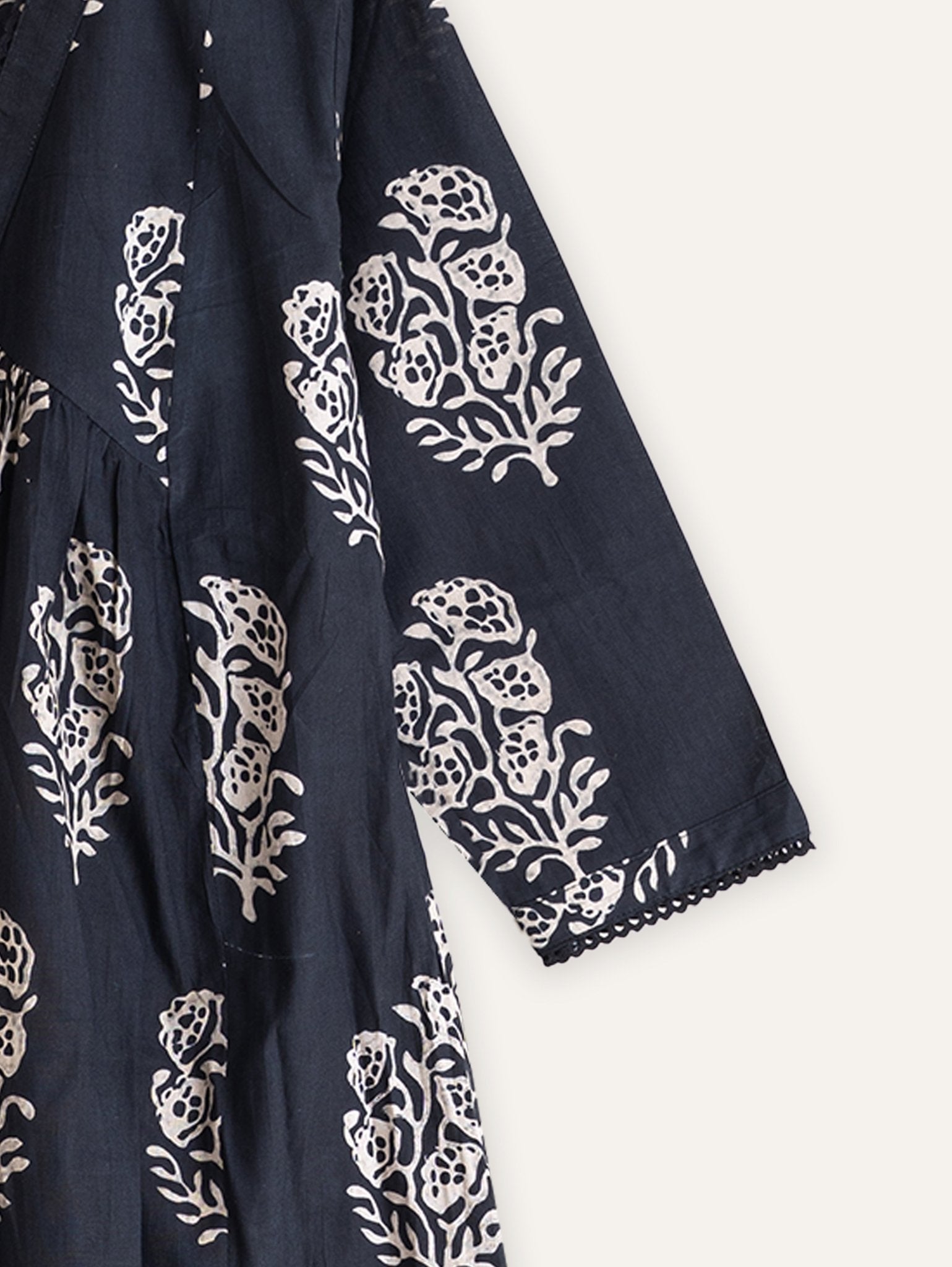 Melna Cotton Printed A - Line Kurta - AINA