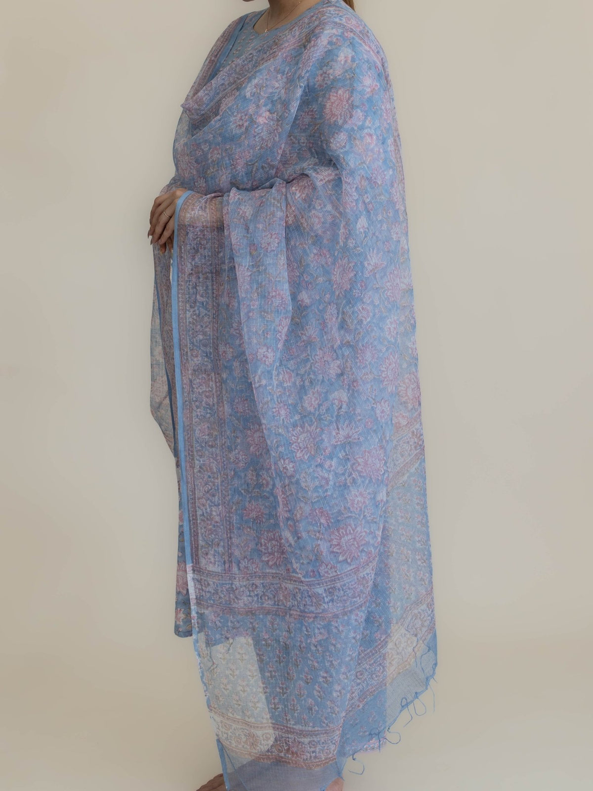 Mihira Cotton Block Printed A-Line Suit Set - AINA