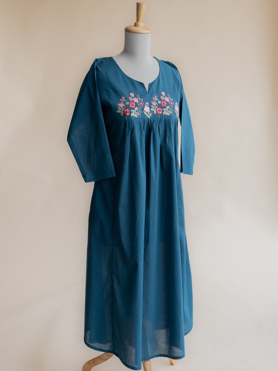Minza Cotton Embroidered A - Line Kurta - AINA