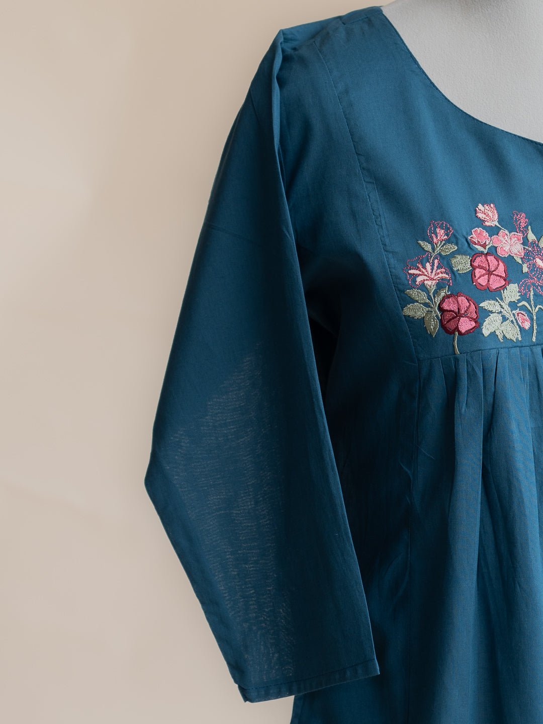 Minza Cotton Embroidered A - Line Kurta - AINA