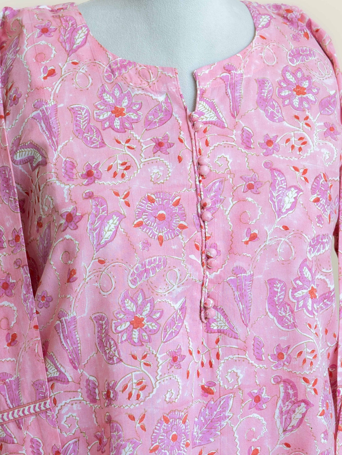 Mireya Cotton Block Printed Straight Kurta - AINA