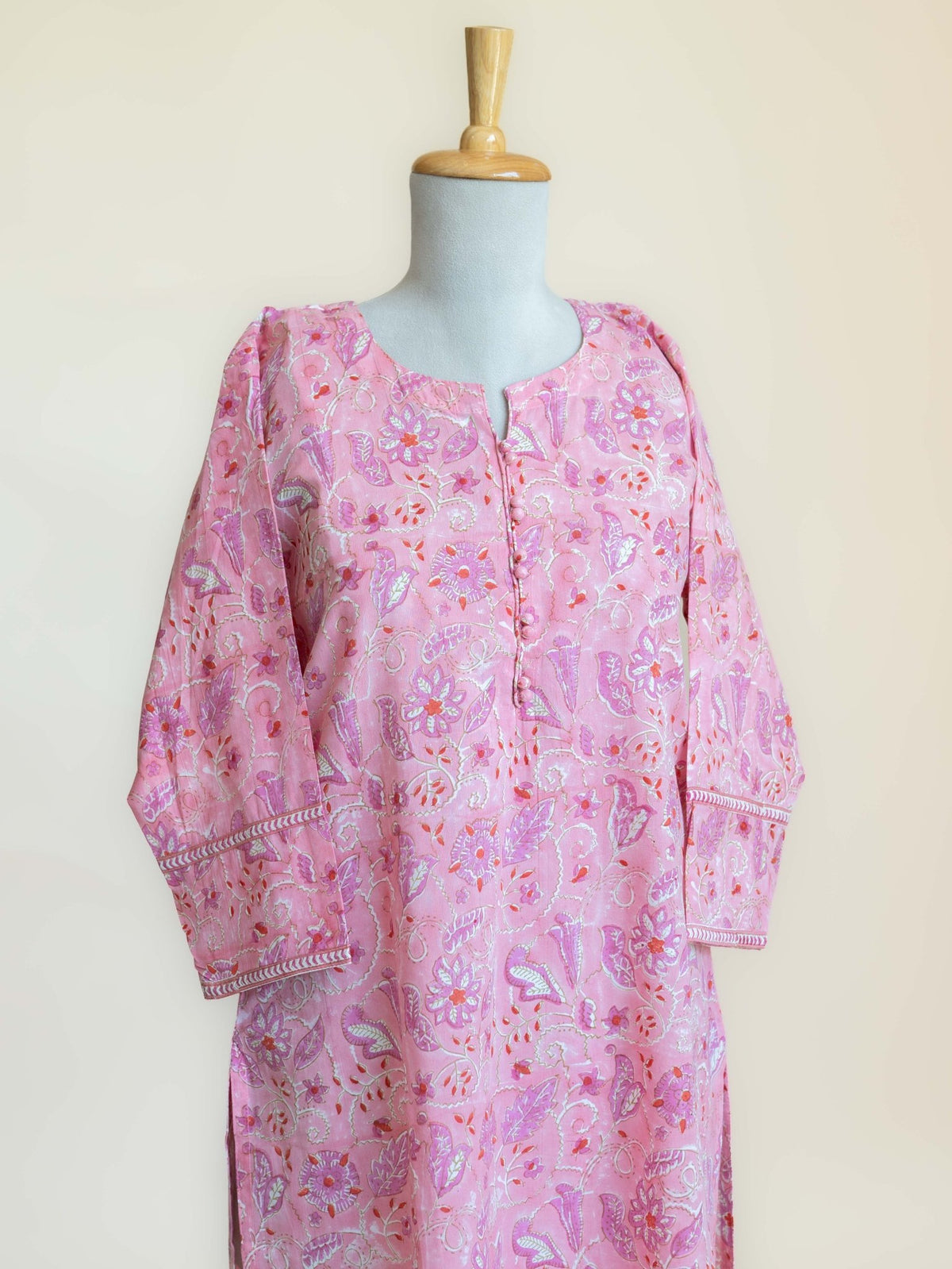 Mireya Cotton Block Printed Straight Kurta - AINA