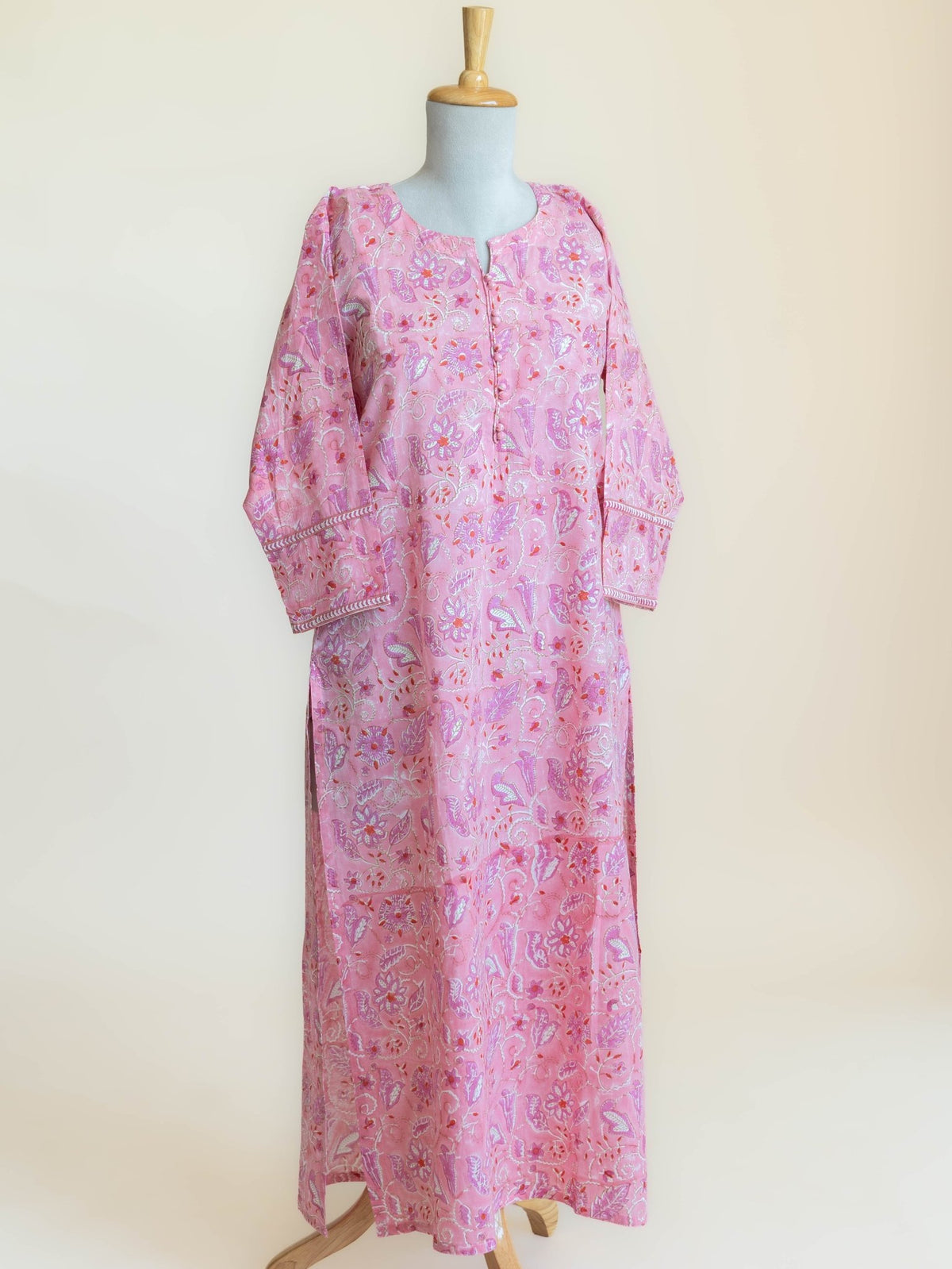 Mireya Cotton Block Printed Straight Kurta - AINA