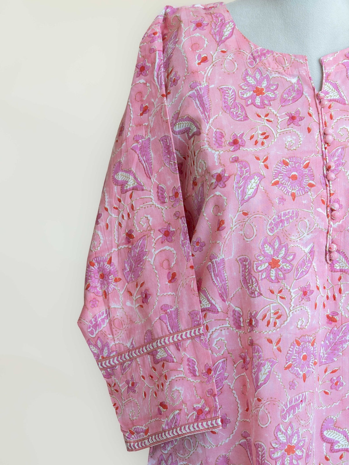 Mireya Cotton Block Printed Straight Kurta - AINA