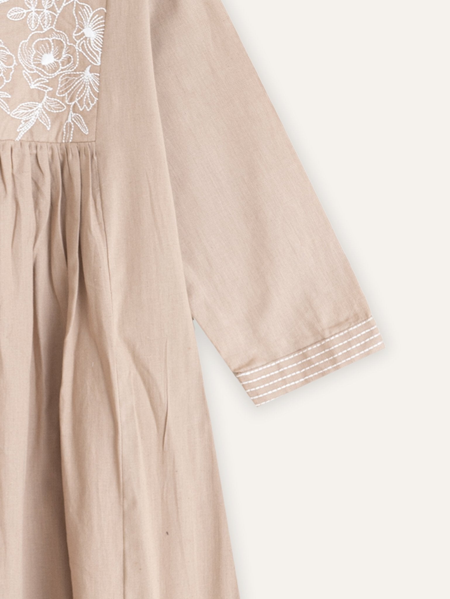 Mirza Cotton Handloom Embroidered A - Line Kurta - AINA