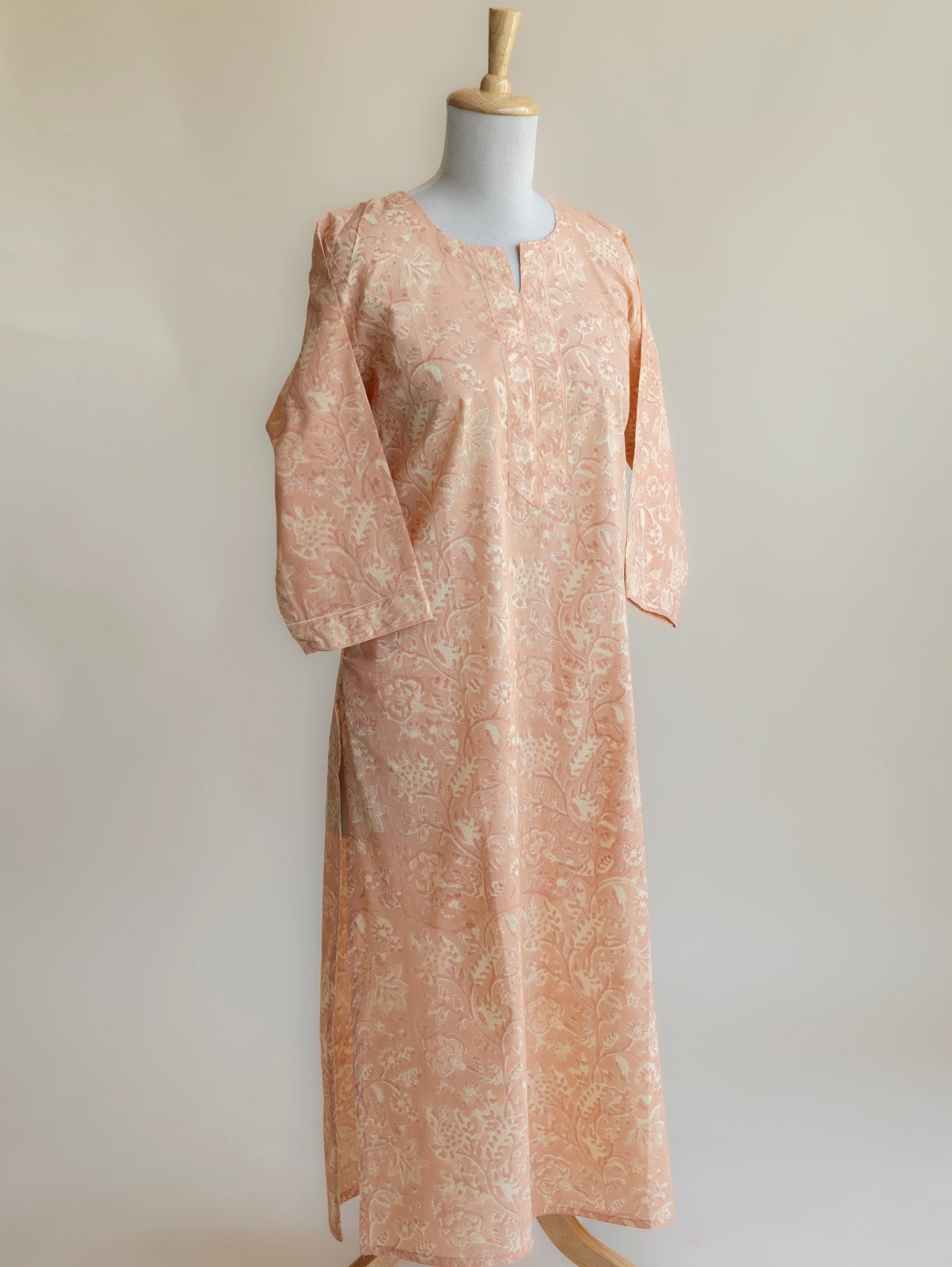 Monalisa Cotton Block Printed Straight Kurta - AINA