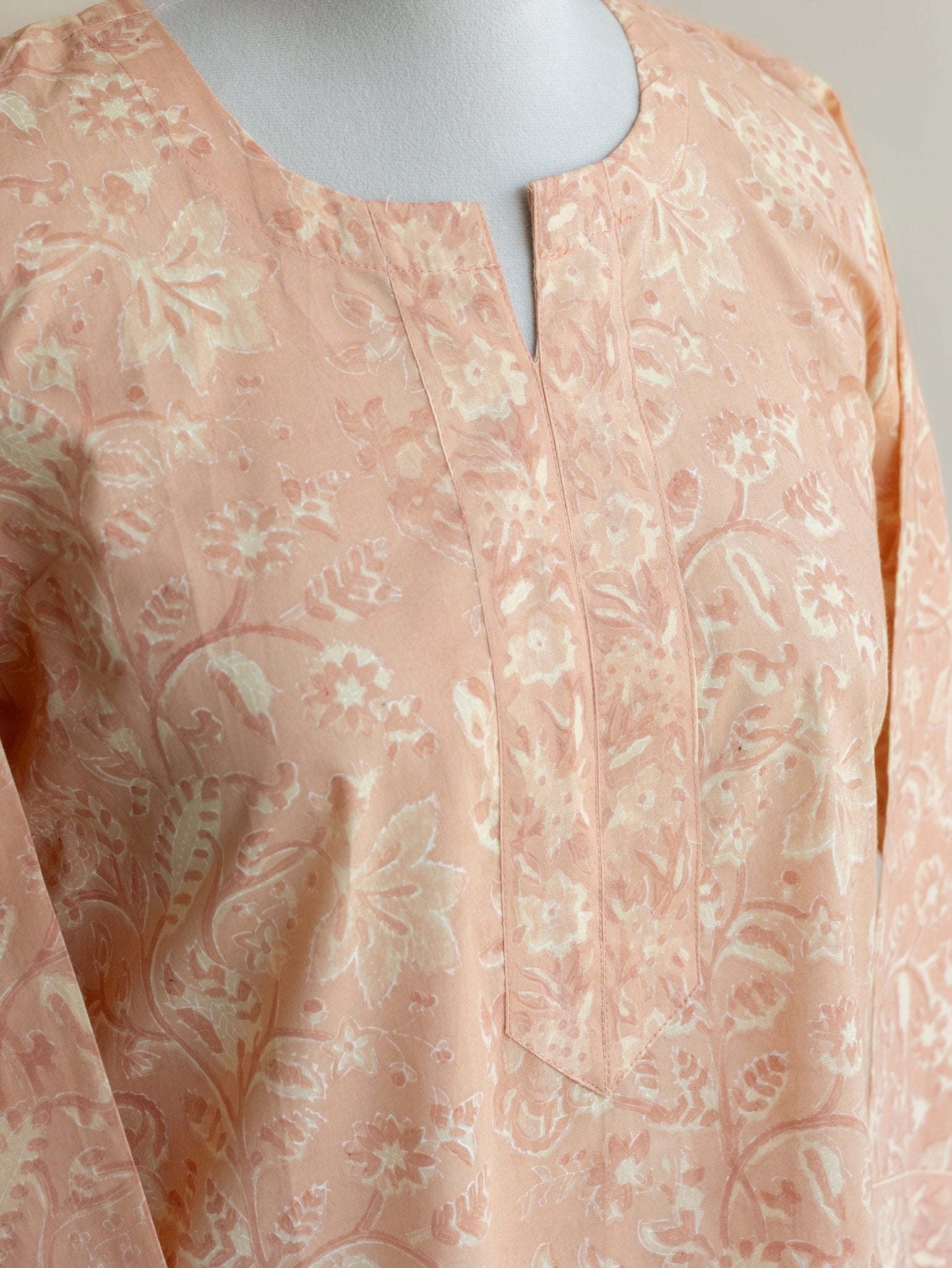 Monalisa Cotton Block Printed Straight Kurta - AINA