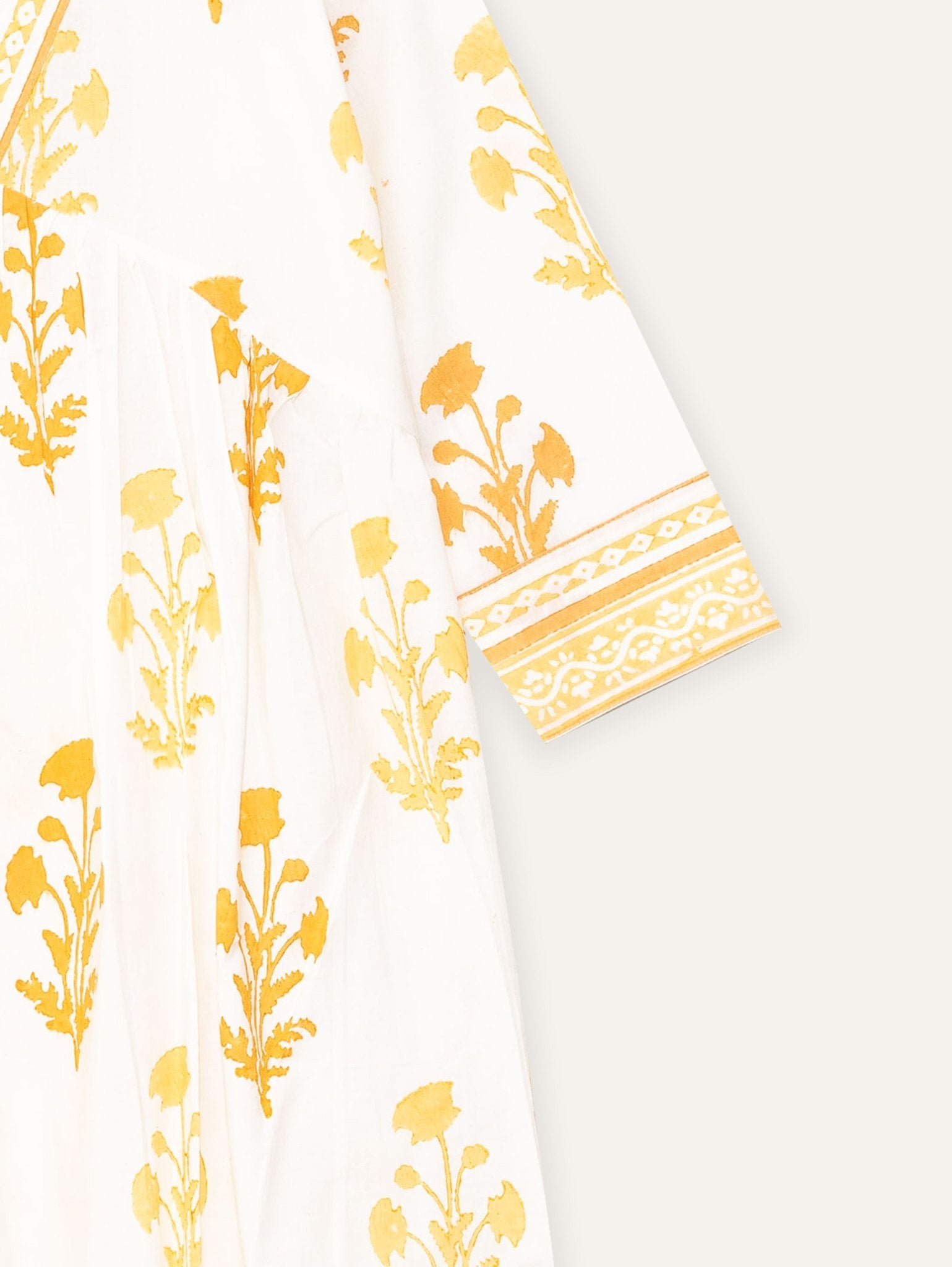 Mridula Cotton Block Printed A - Line Kurta - AINA