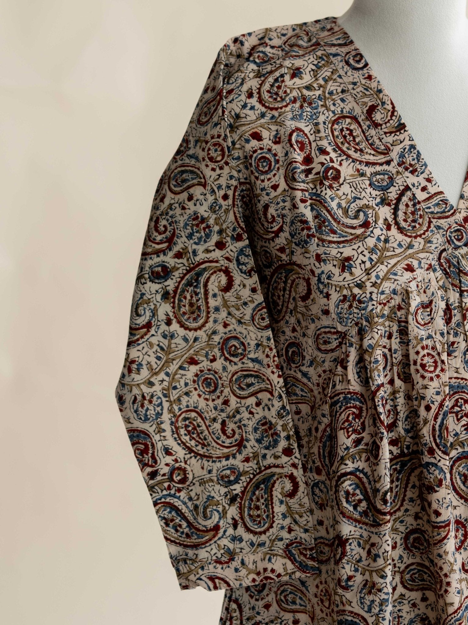 Mrinal Cotton Kalamkari Block Printed A - Line Kurta - AINA