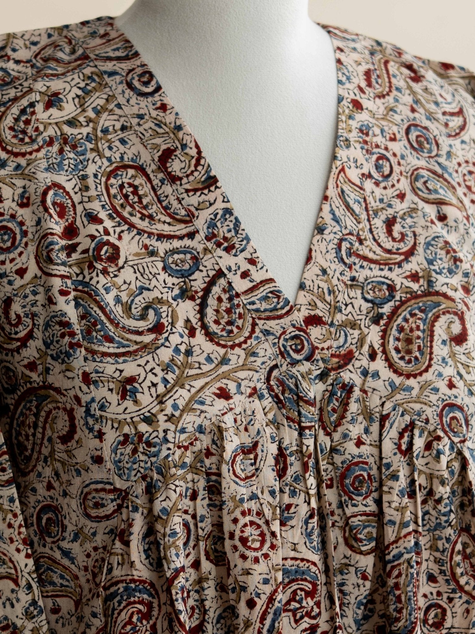 Mrinal Cotton Kalamkari Block Printed A - Line Kurta - AINA