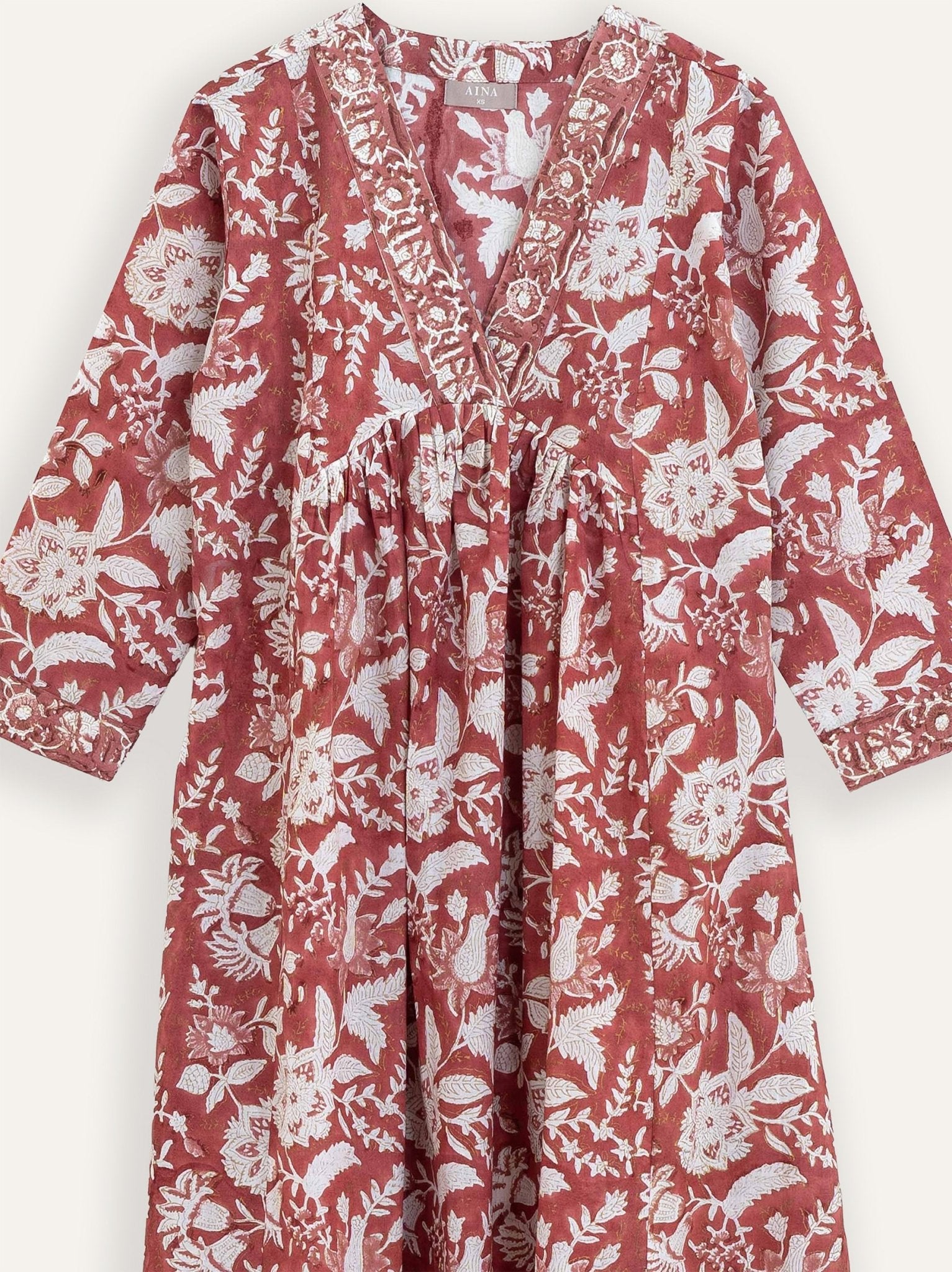 Munira Cotton Block Printed A - Line Kurta - AINA