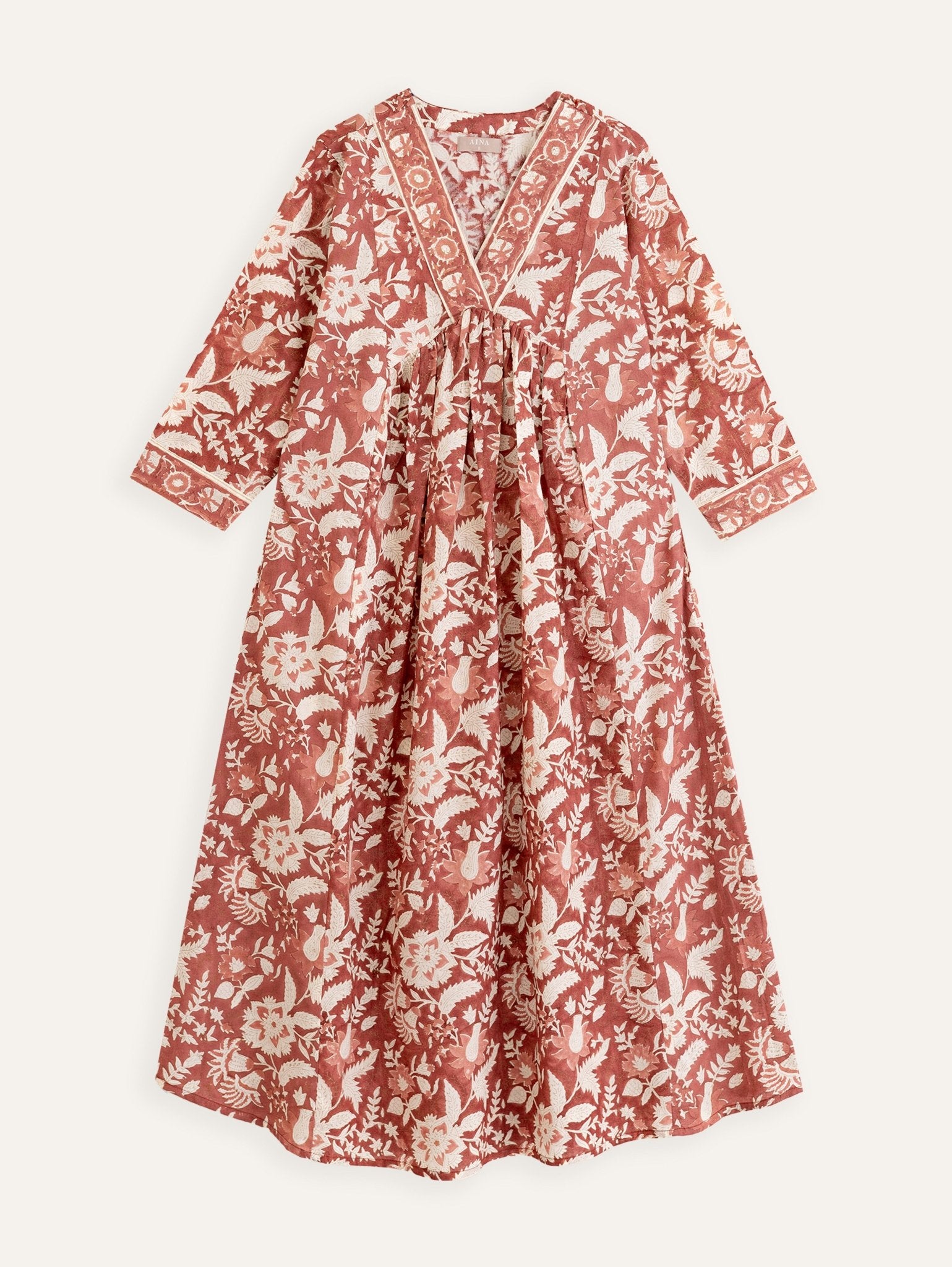 Munira Cotton Block Printed A - Line Kurta - AINA