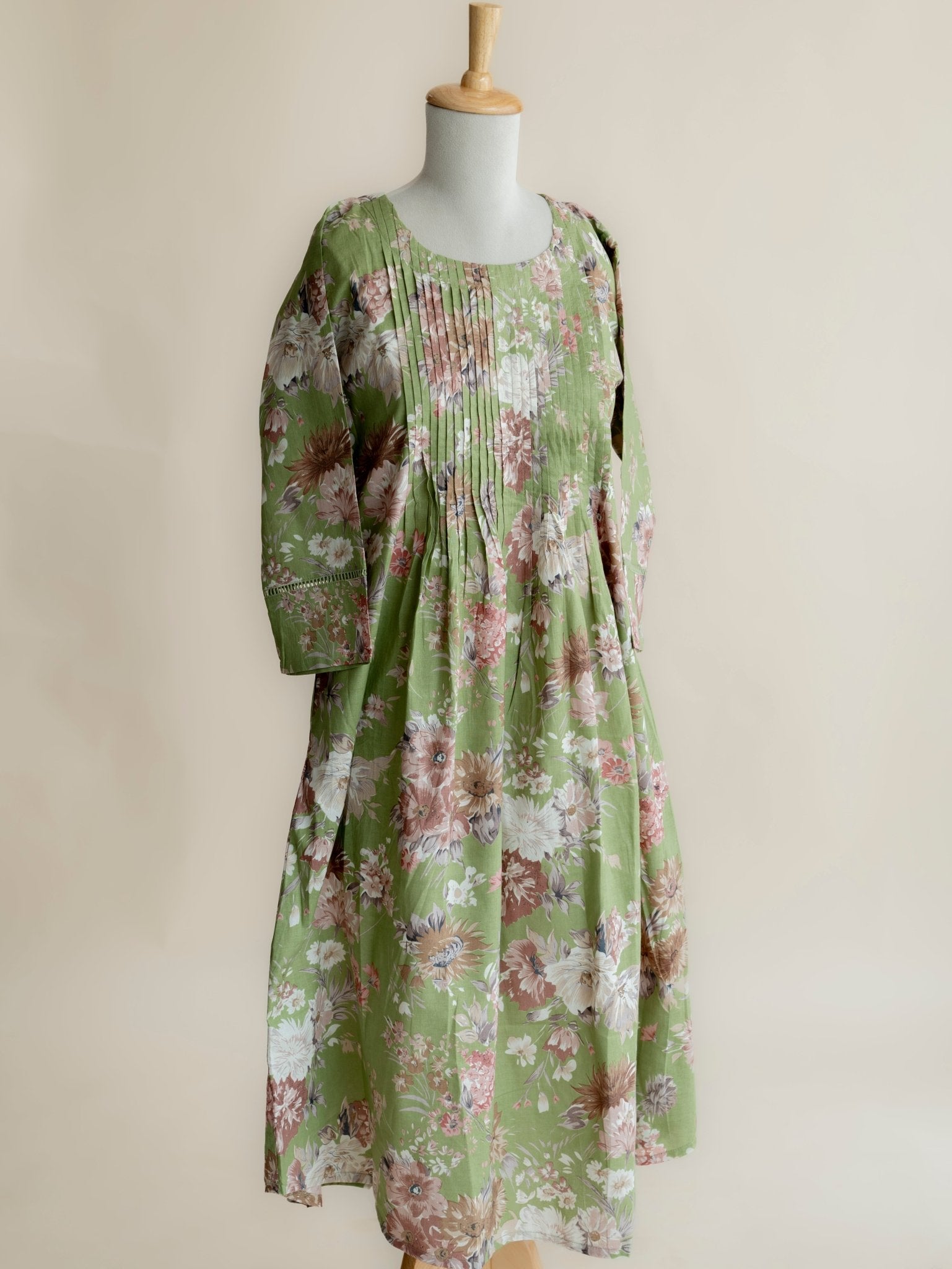 Nabah Cotton Printed A - Line Kurta - AINA