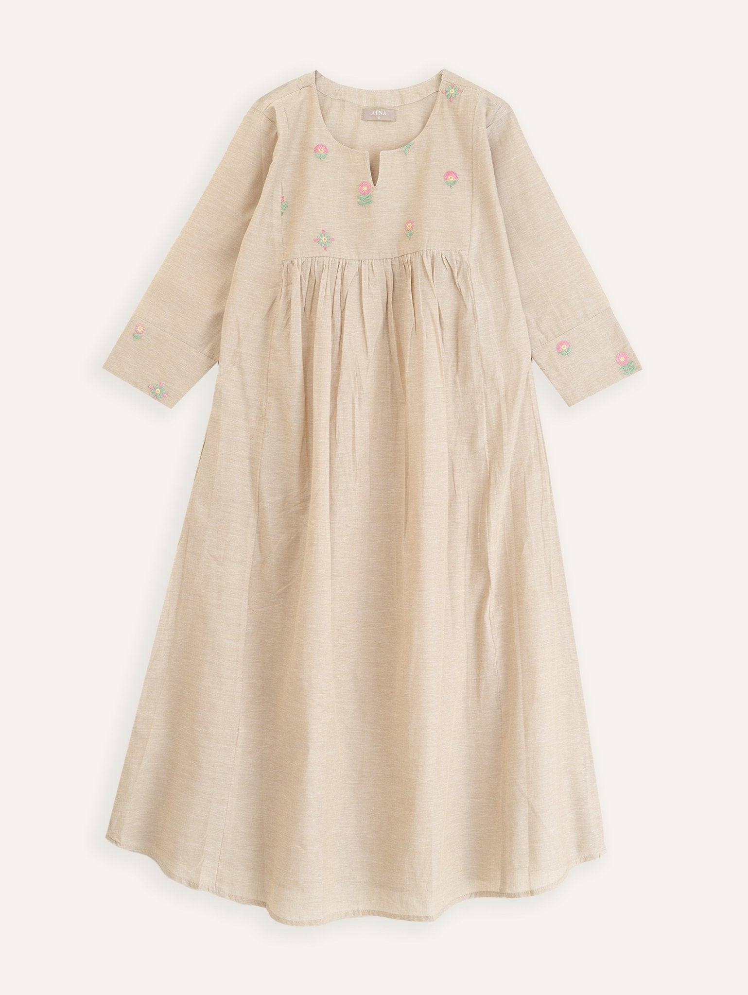 Nadhiya Cotton Embroidered A - Line Kurta - AINA