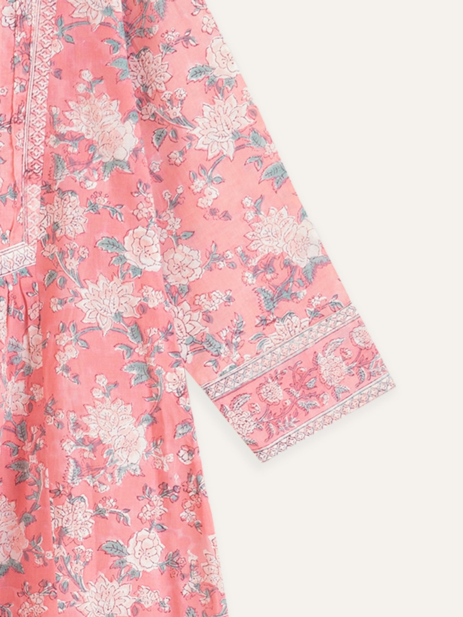 Nadia Cotton Block Printed A - Line Kurta - AINA