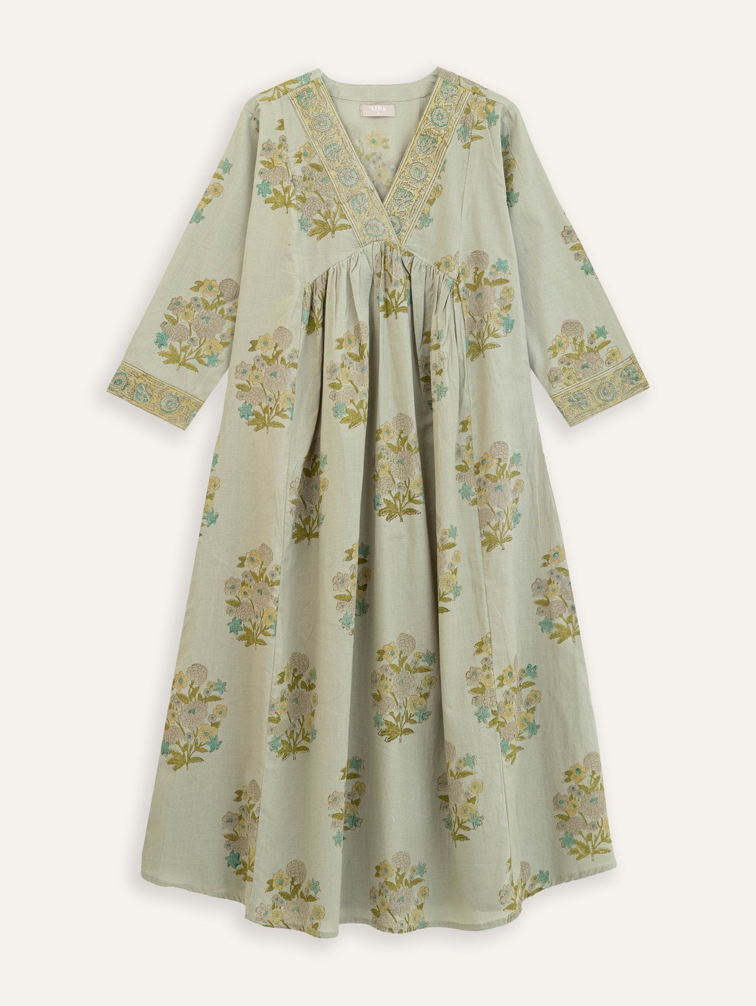 Naisha Cotton Block Printed A - Line Kurta - AINA