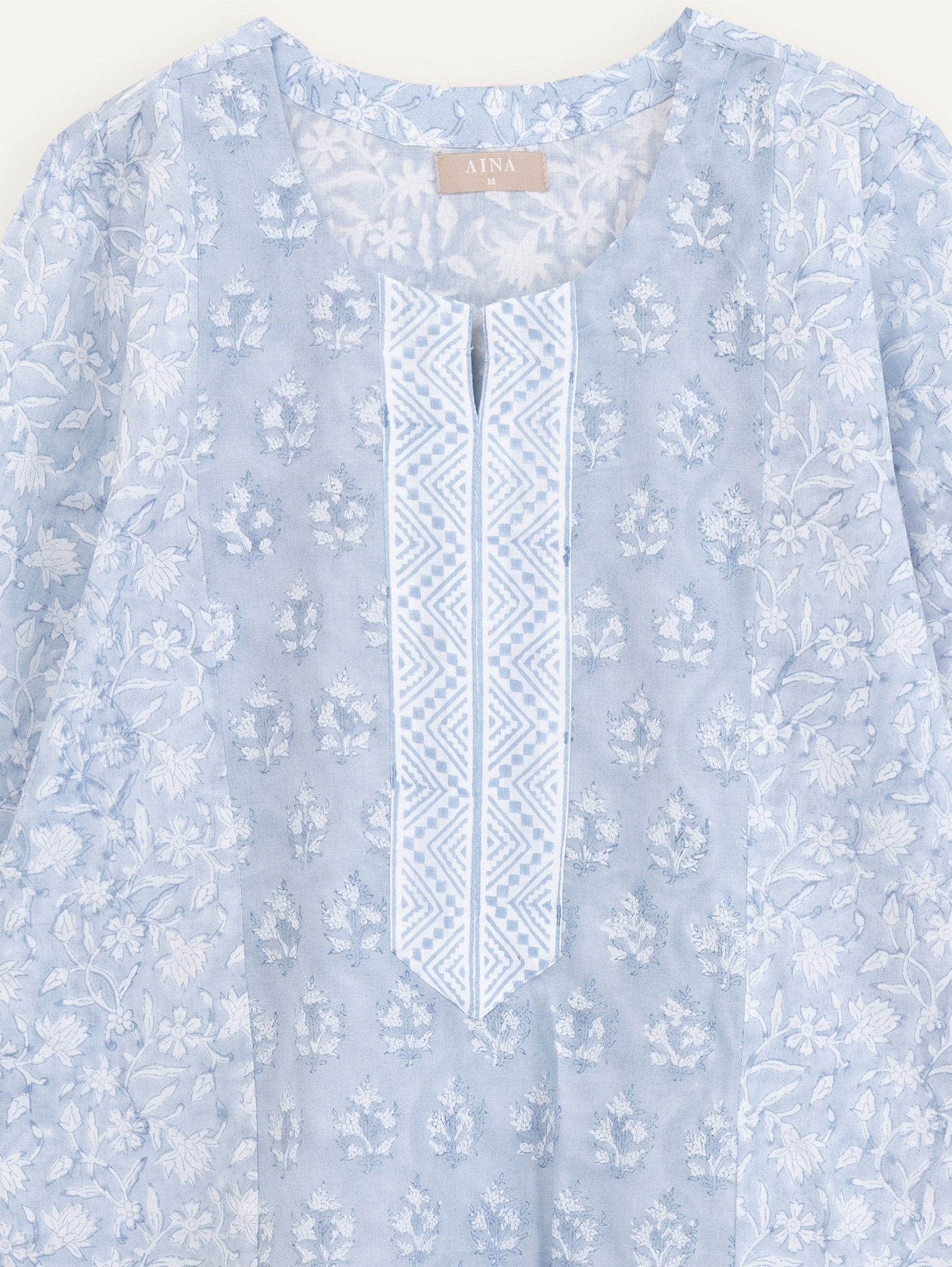 Naiza Cotton Block Printed Straight Kurta - AINA