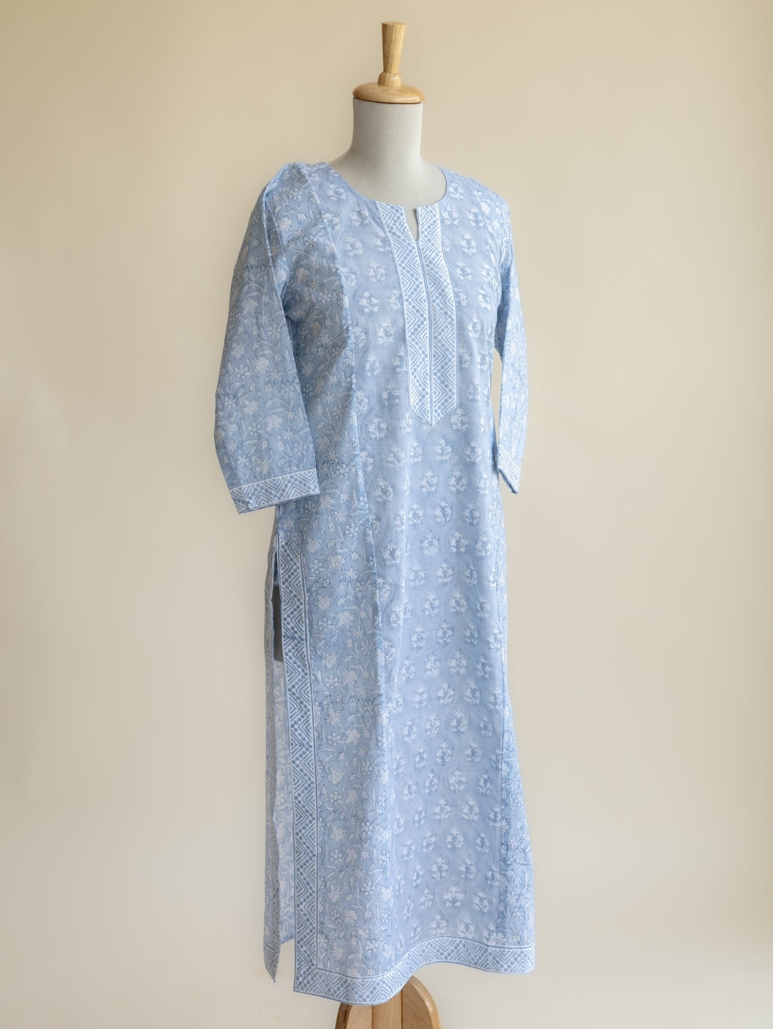 Naiza Cotton Block Printed Straight Kurta - AINA