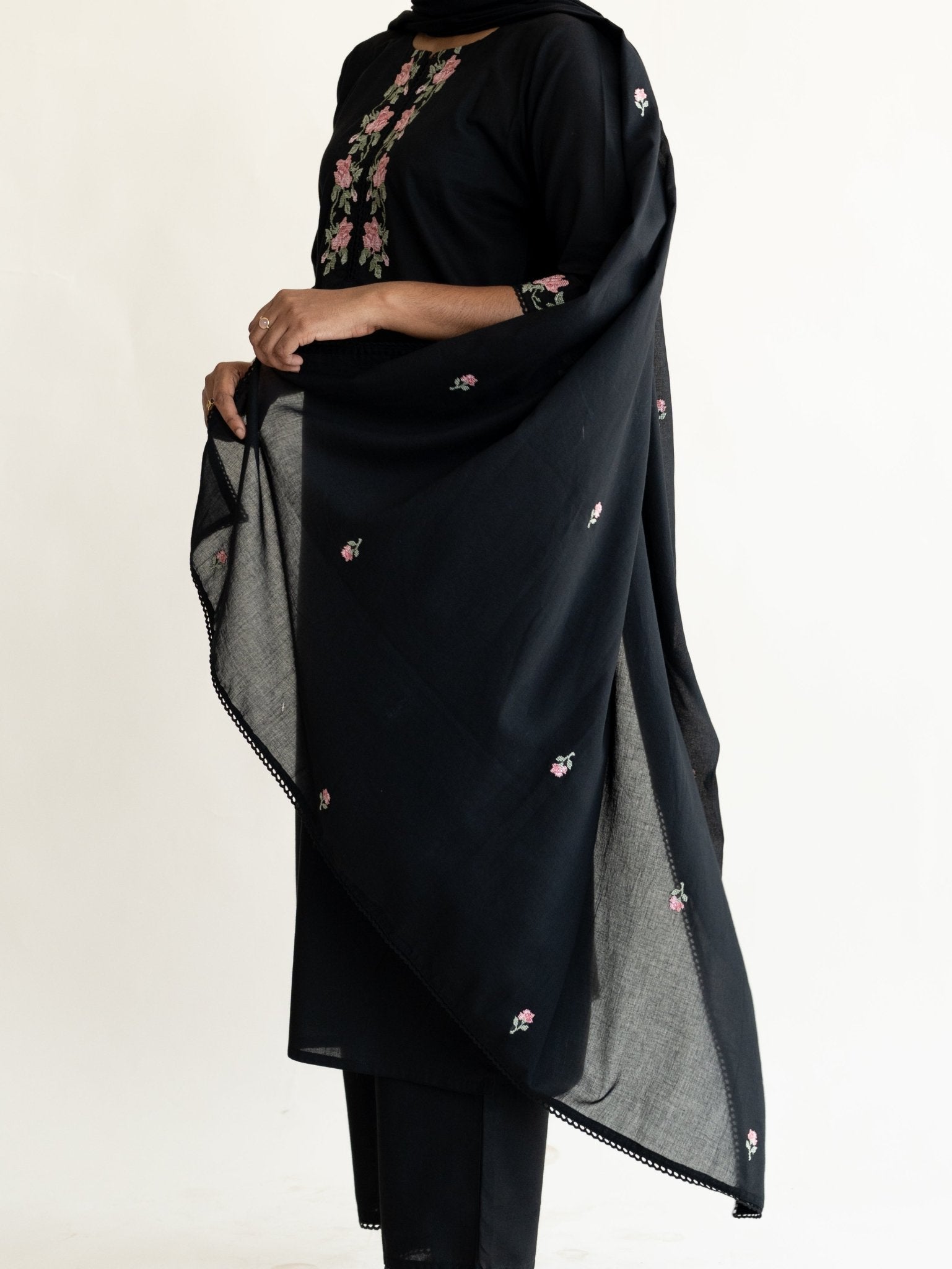 Namriti Cotton Embroidered Straight Suit Set - AINA