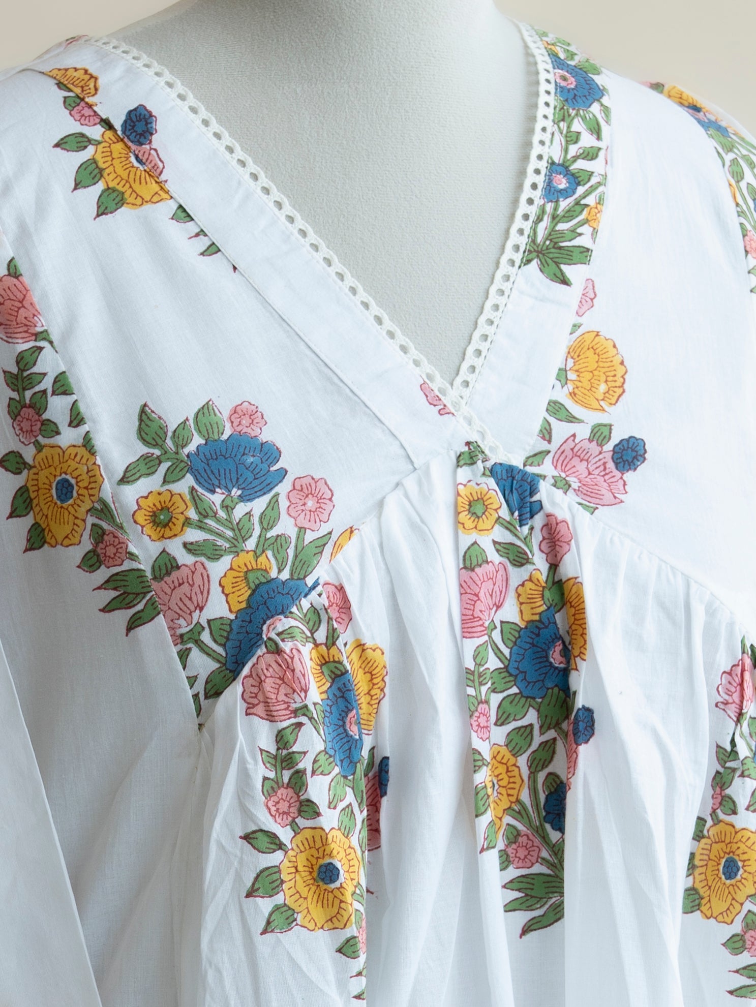 Nandini Cotton Block Printed A Line Kurta - AINA