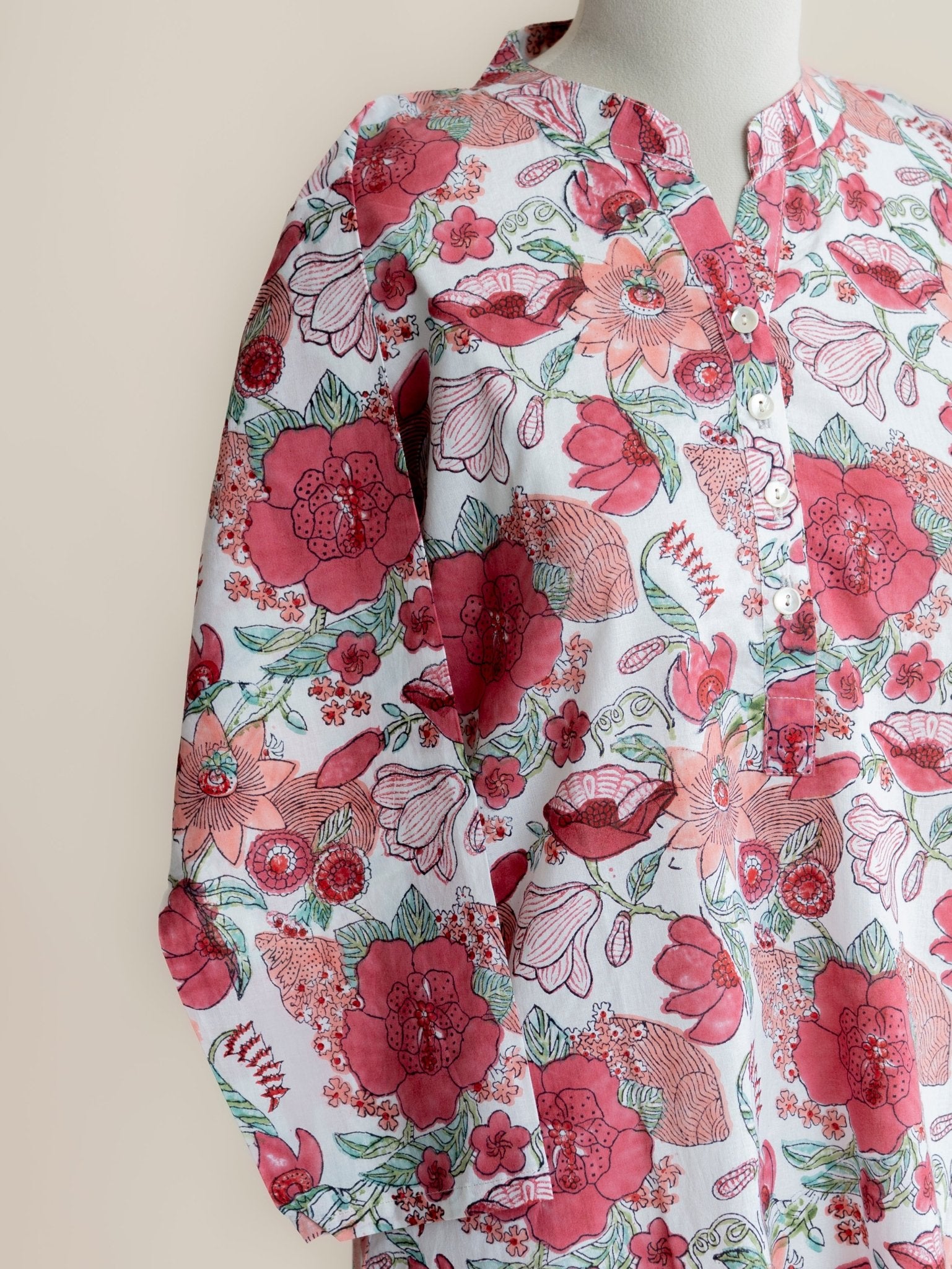 Nashrah Cotton Block Printed Straight Kurta - AINA