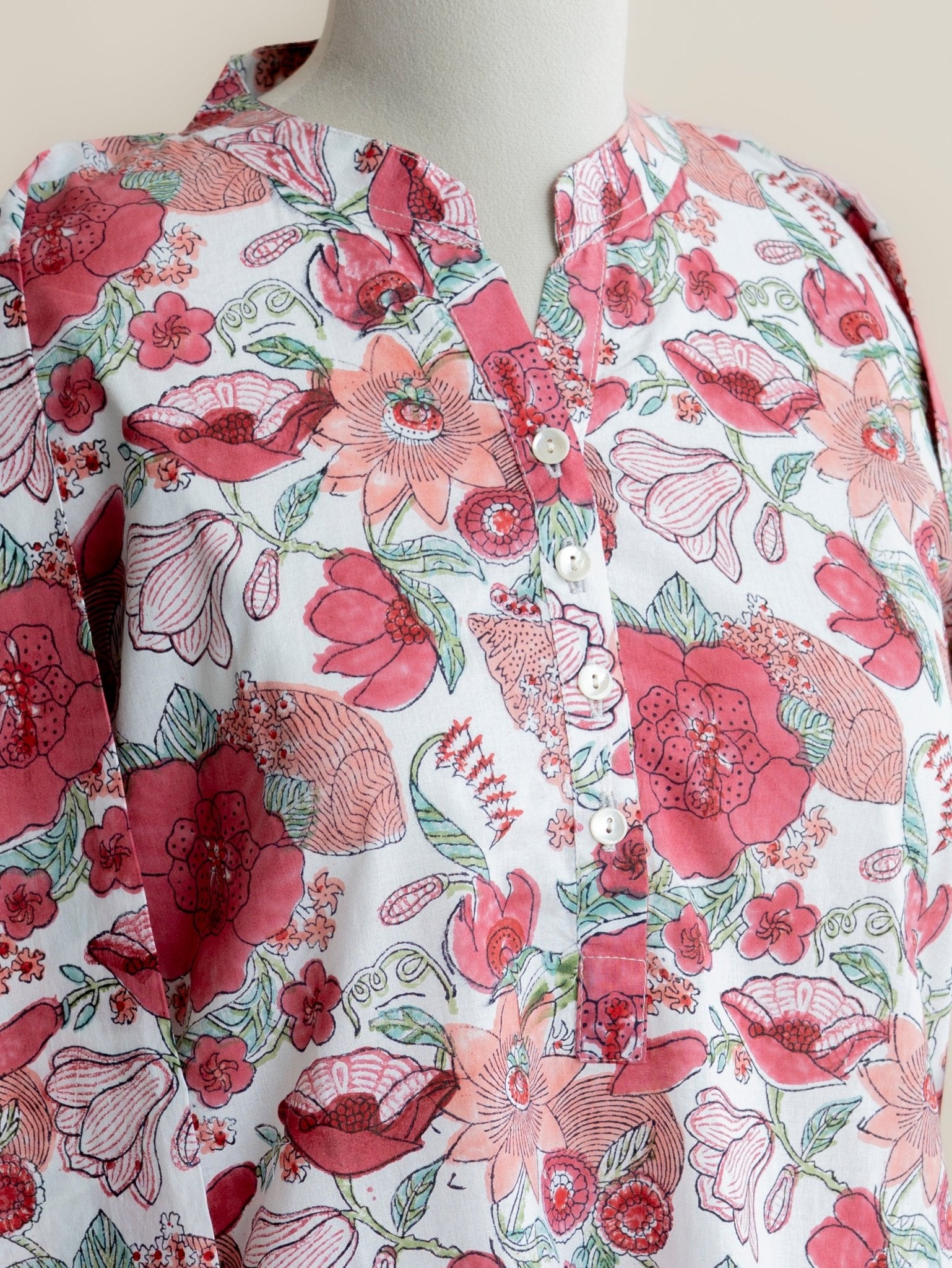 Nashrah Cotton Block Printed Straight Kurta - AINA