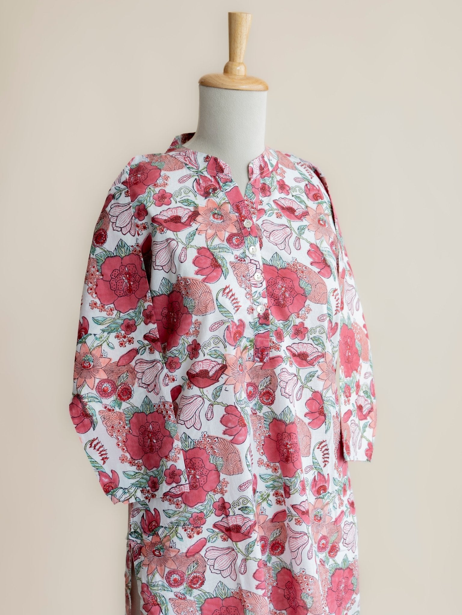 Nashrah Cotton Block Printed Straight Kurta - AINA