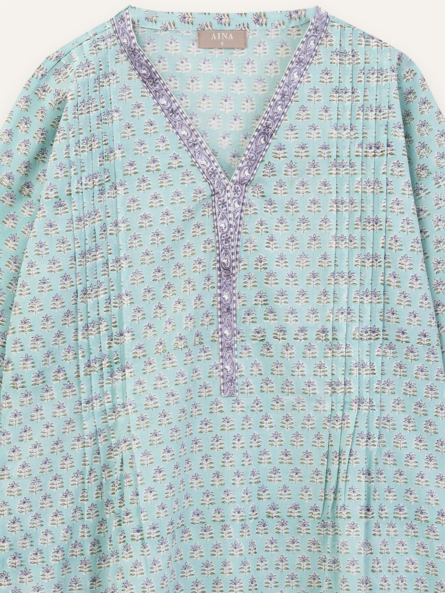 Nayha Cotton Block Printed A - Line Kurta - AINA