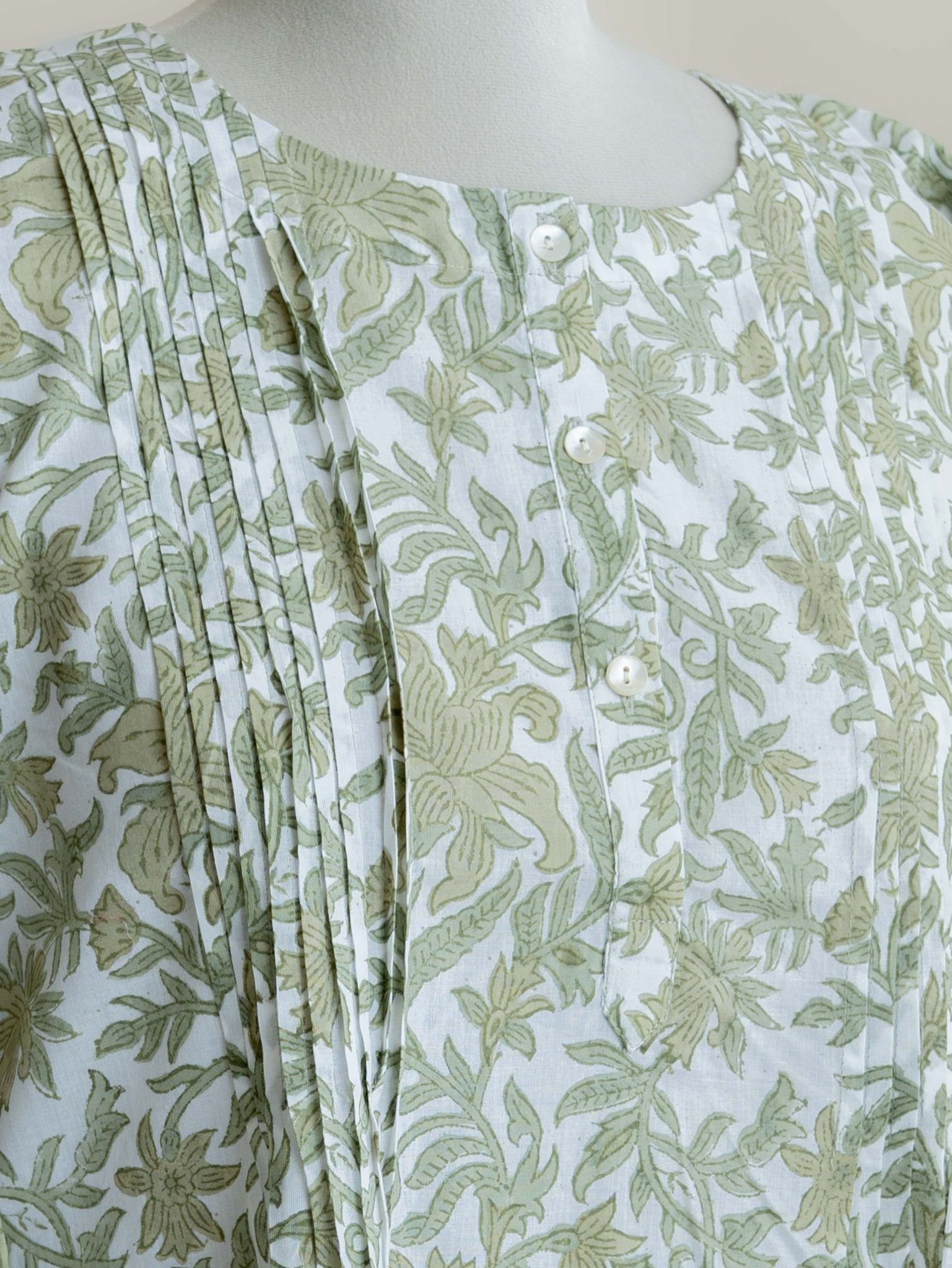 Nayla Cotton Block Printed A - Line Kurta - AINA