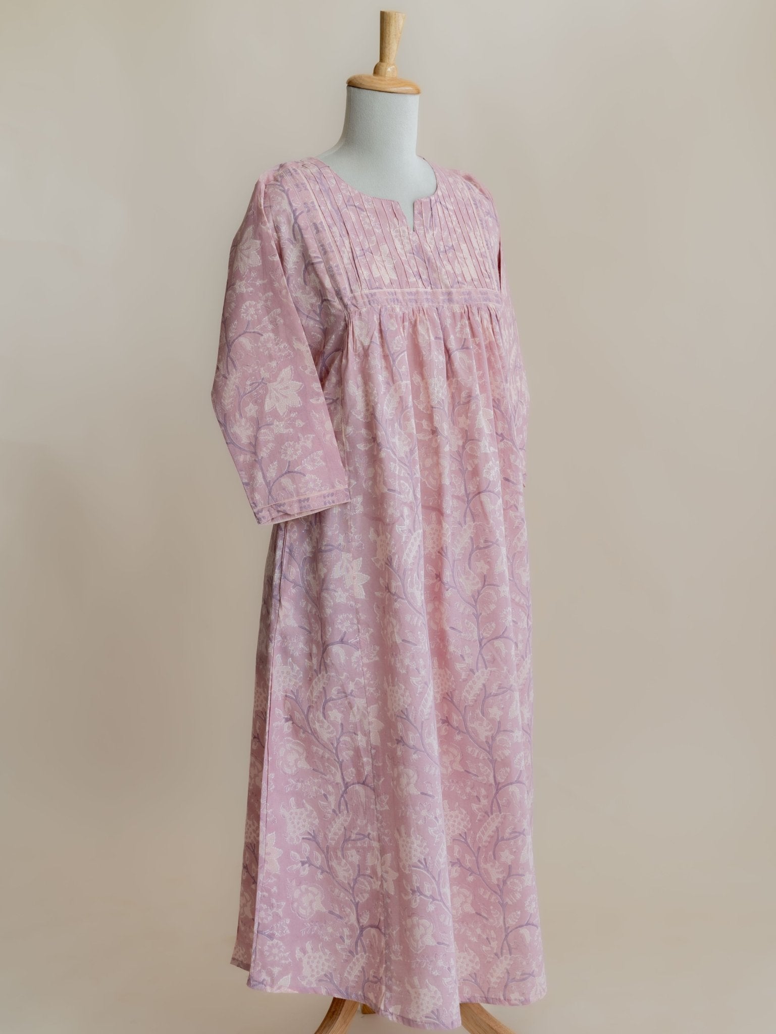 Nayna Cotton Block Printed A - Line Kurta - AINA