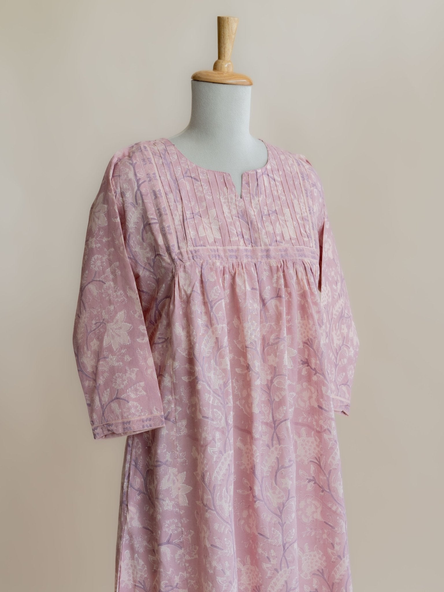 Nayna Cotton Block Printed A - Line Kurta - AINA