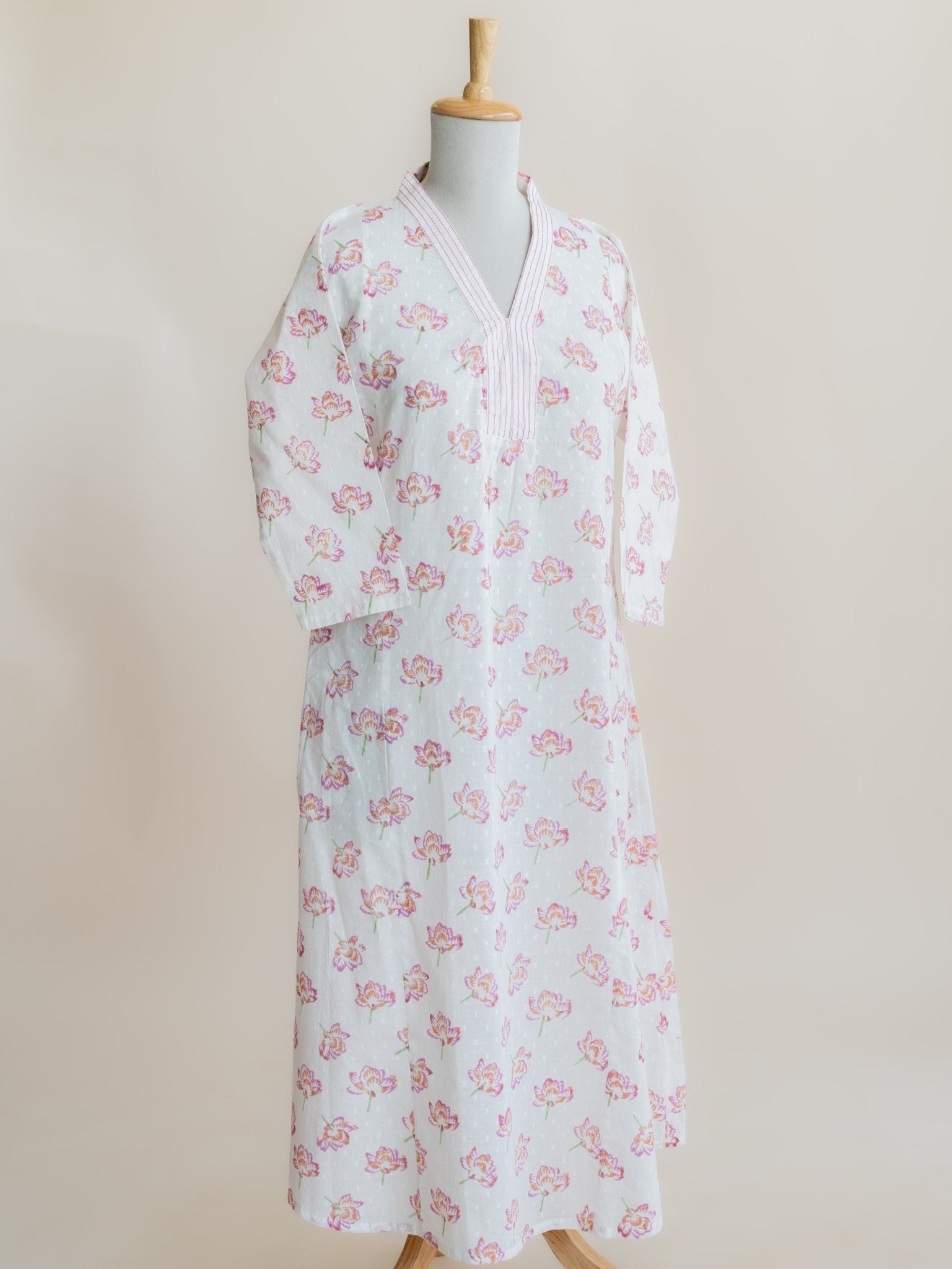 Neera Cotton Block Printed A - Line Kurta - AINA