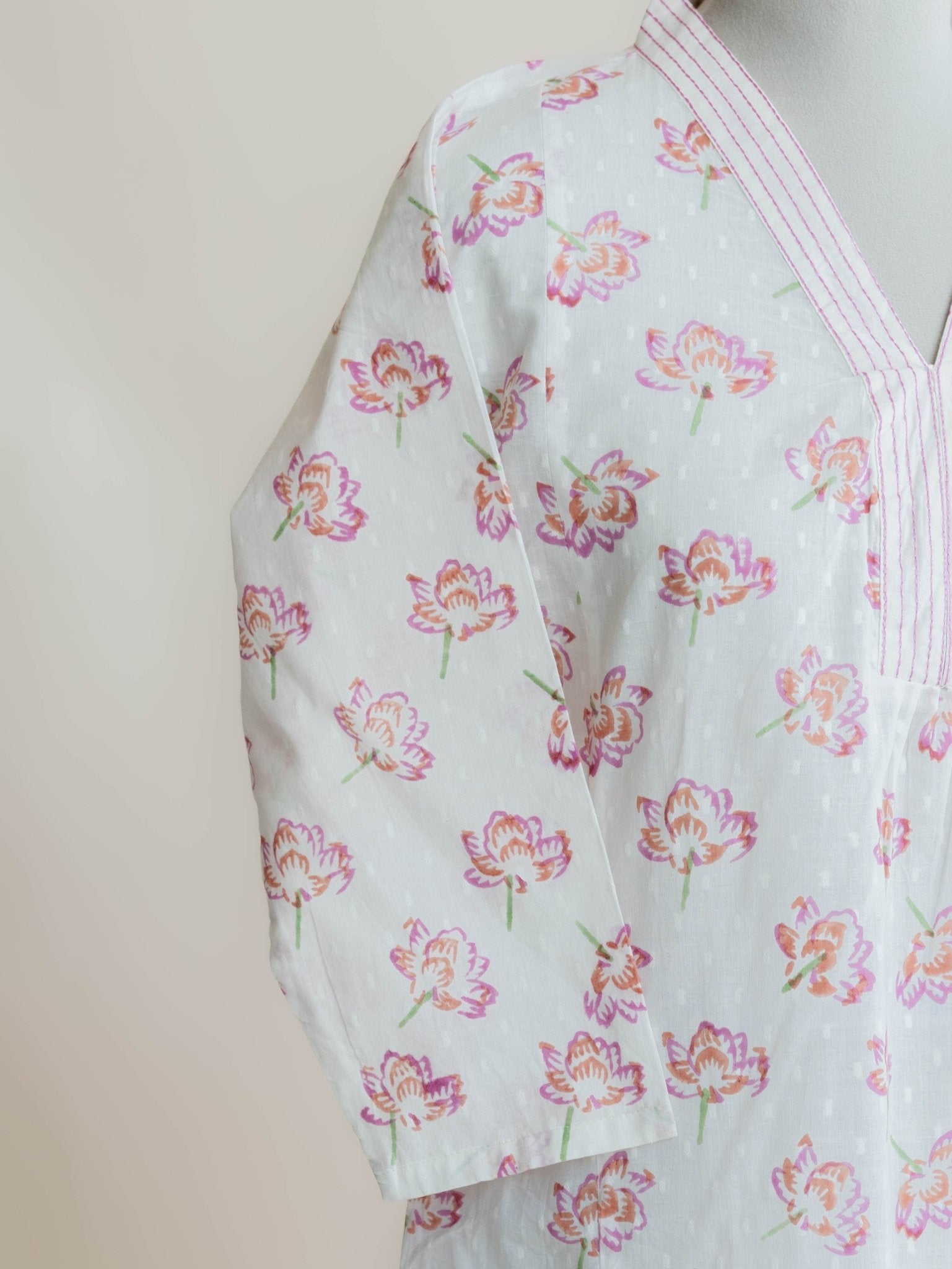 Neera Cotton Block Printed A - Line Kurta - AINA