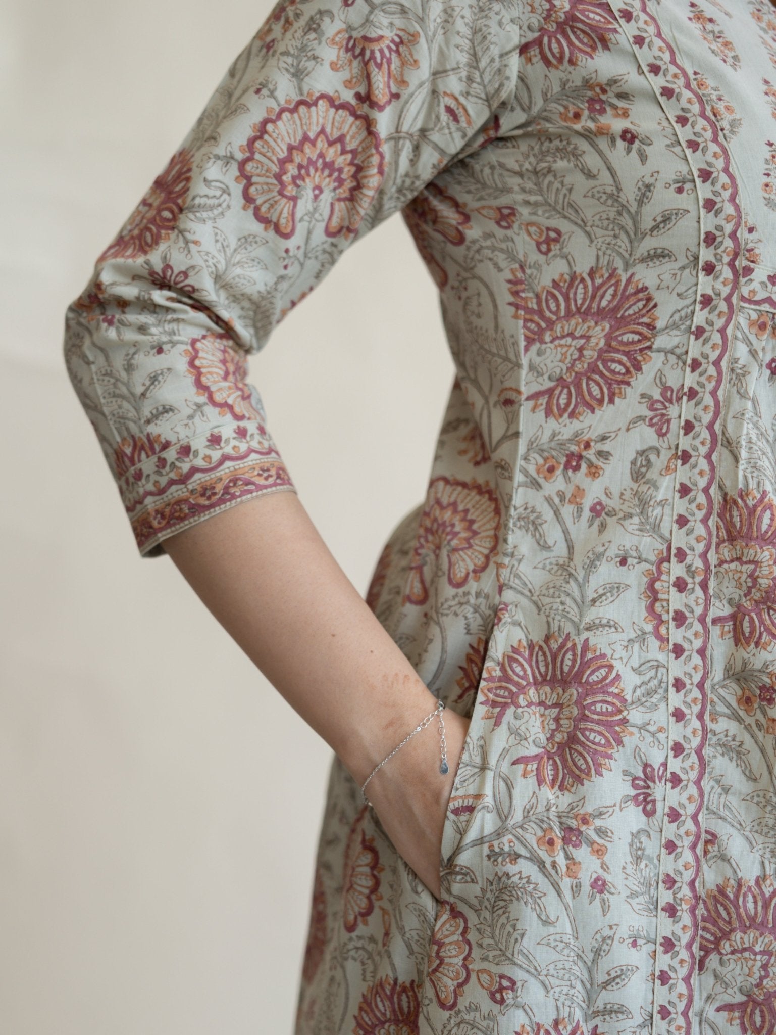 Neha Cotton Block Printed A - Line Suit Set - AINA