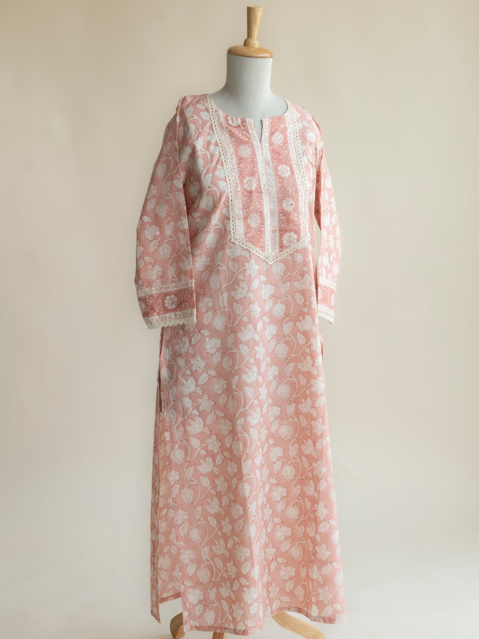 Nehra Cotton Block Printed Straight Kurta - AINA