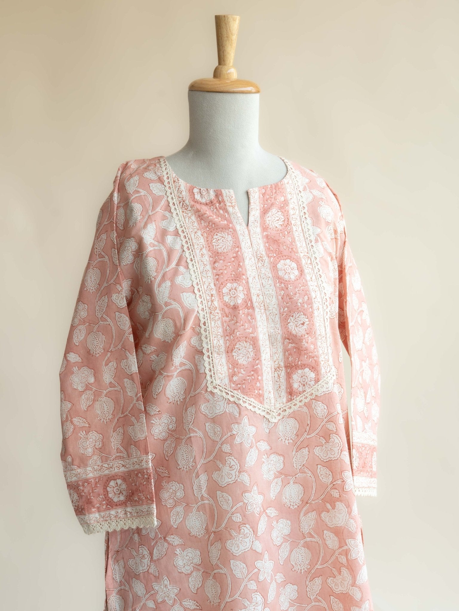 Nehra Cotton Block Printed Straight Kurta - AINA