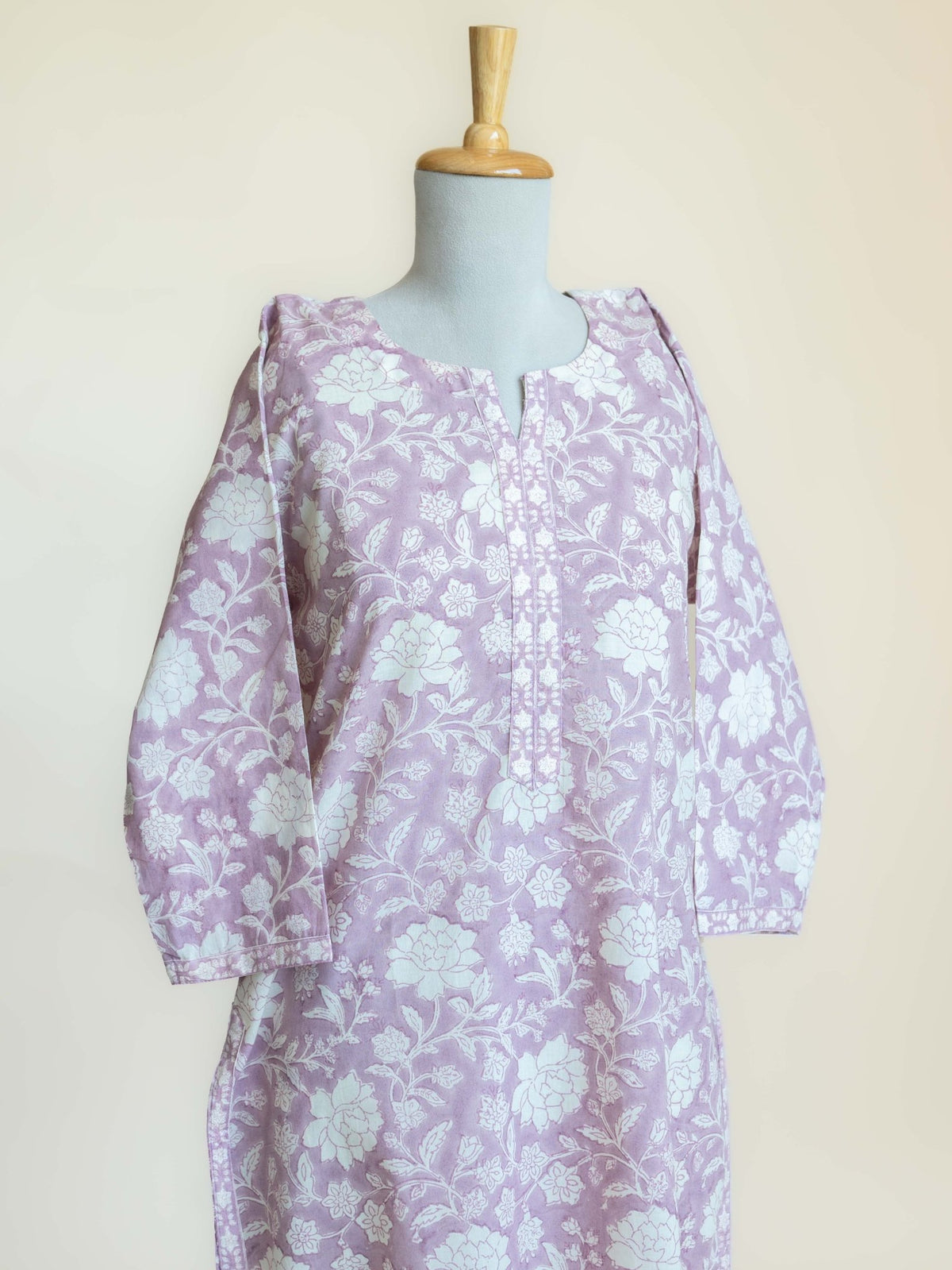 Nerisa Cotton Block Printed Straight Kurta - AINA