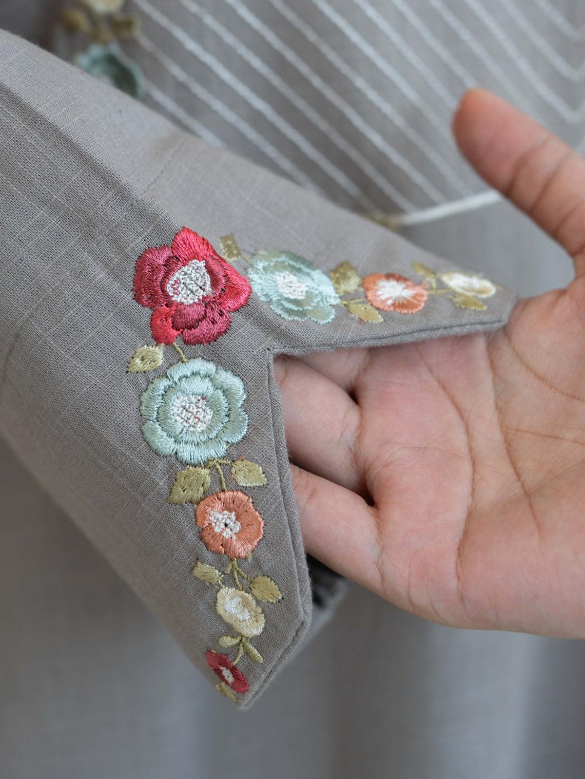 Nesara Cotton Embroidered A-Line Kurta - AINA