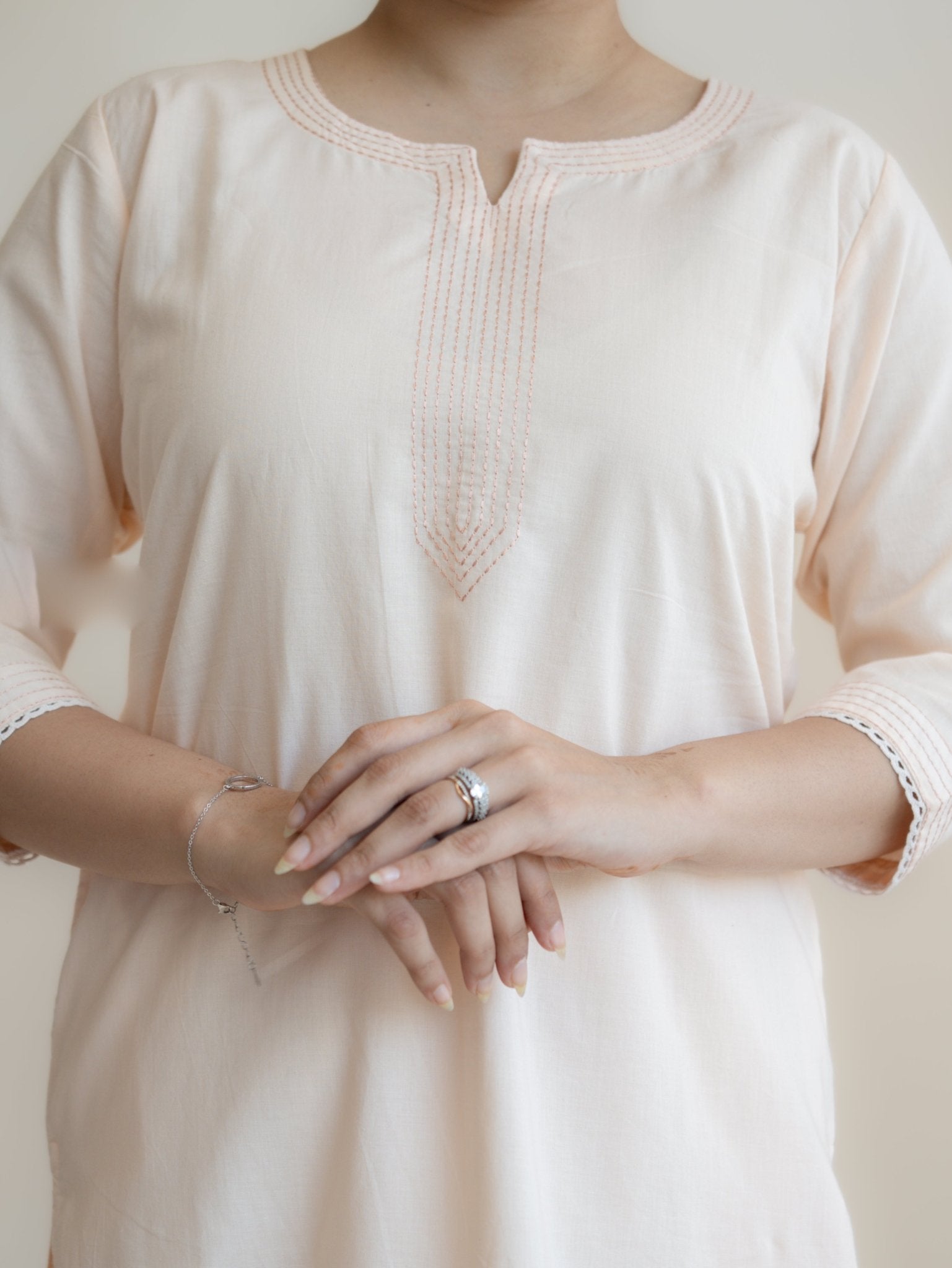 Neva Cotton Embroidered Straight Suit Set - AINA