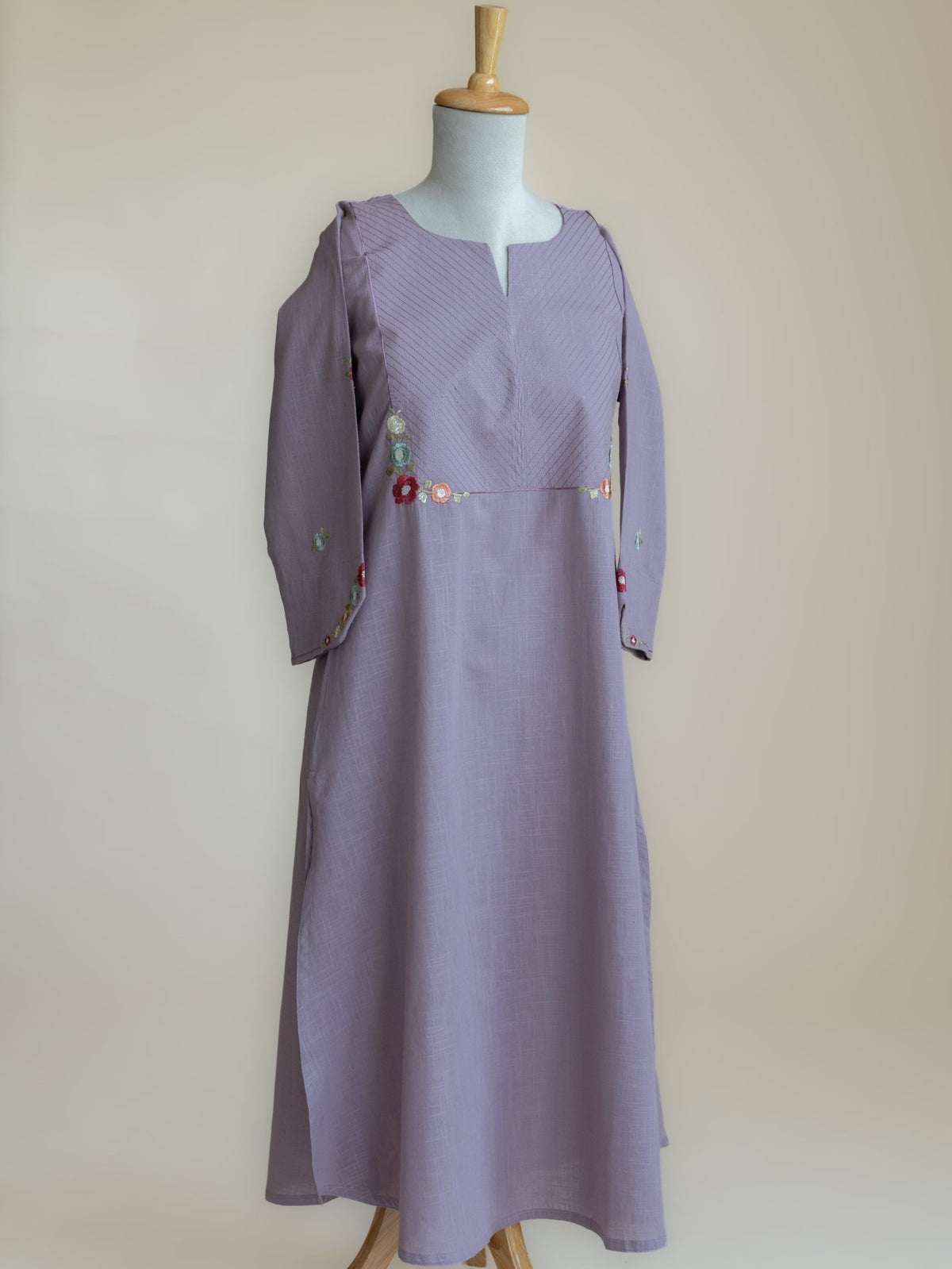 Neyara Cotton Embroidered A-Line Kurta - AINA