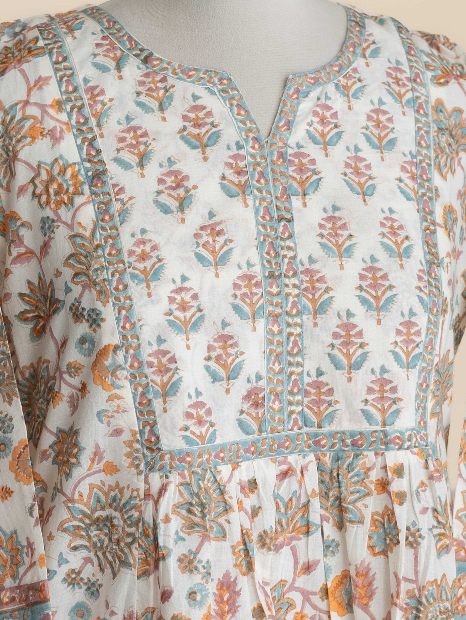 Neysa Cotton Block Printed A-Line Kurta - AINA