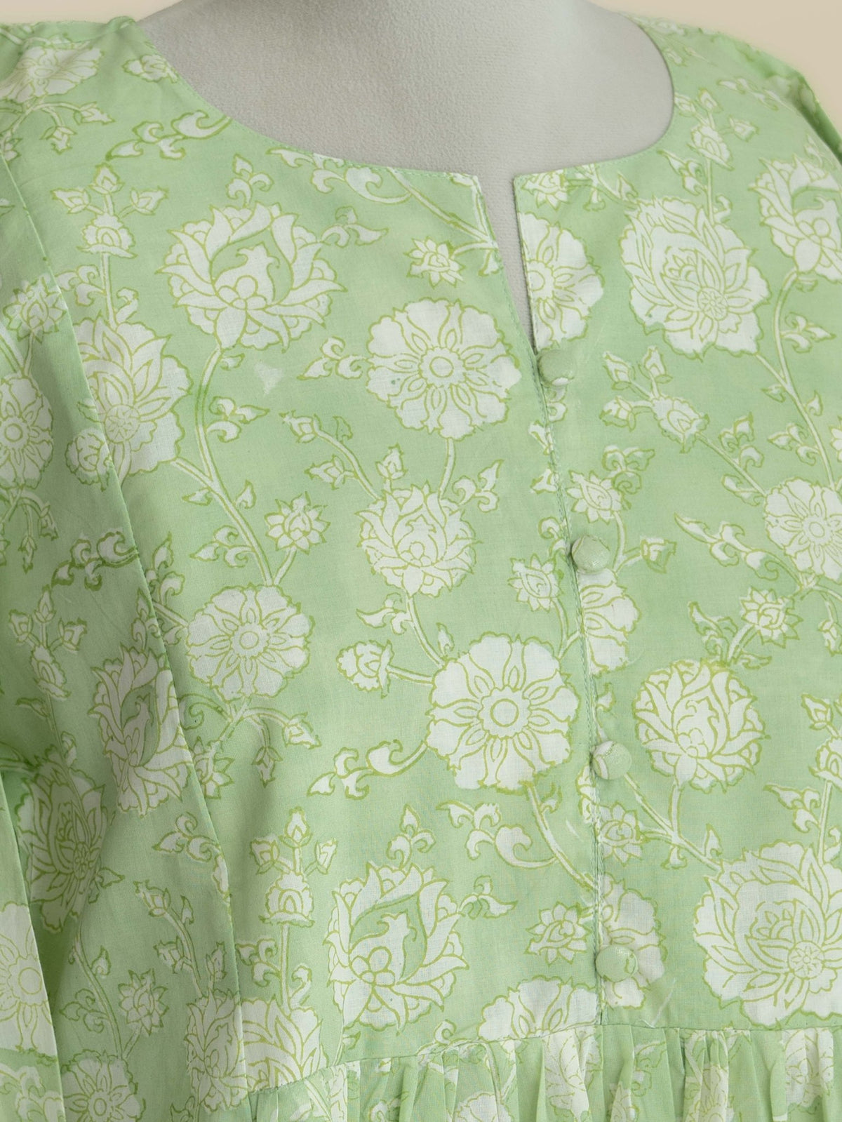 Neza Cotton Block Printed A Line Kurta - AINA