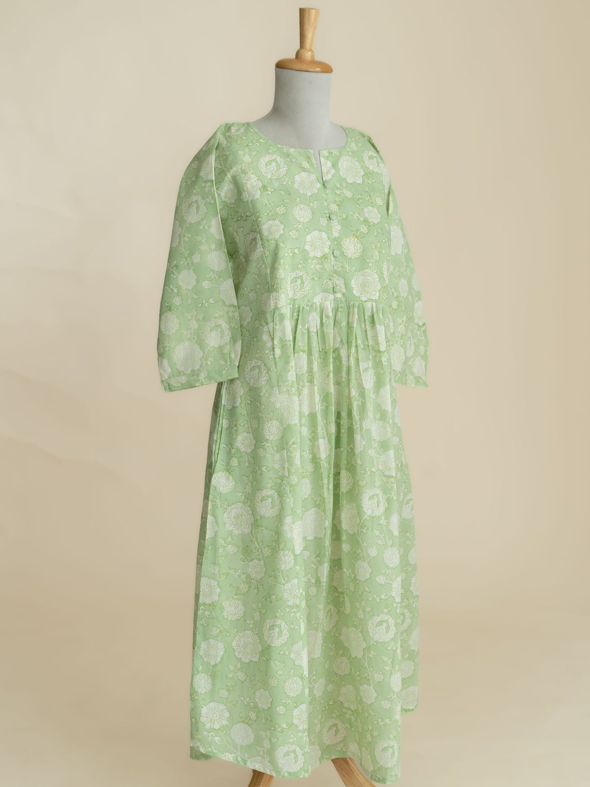 Neza Cotton Block Printed A Line Kurta - AINA