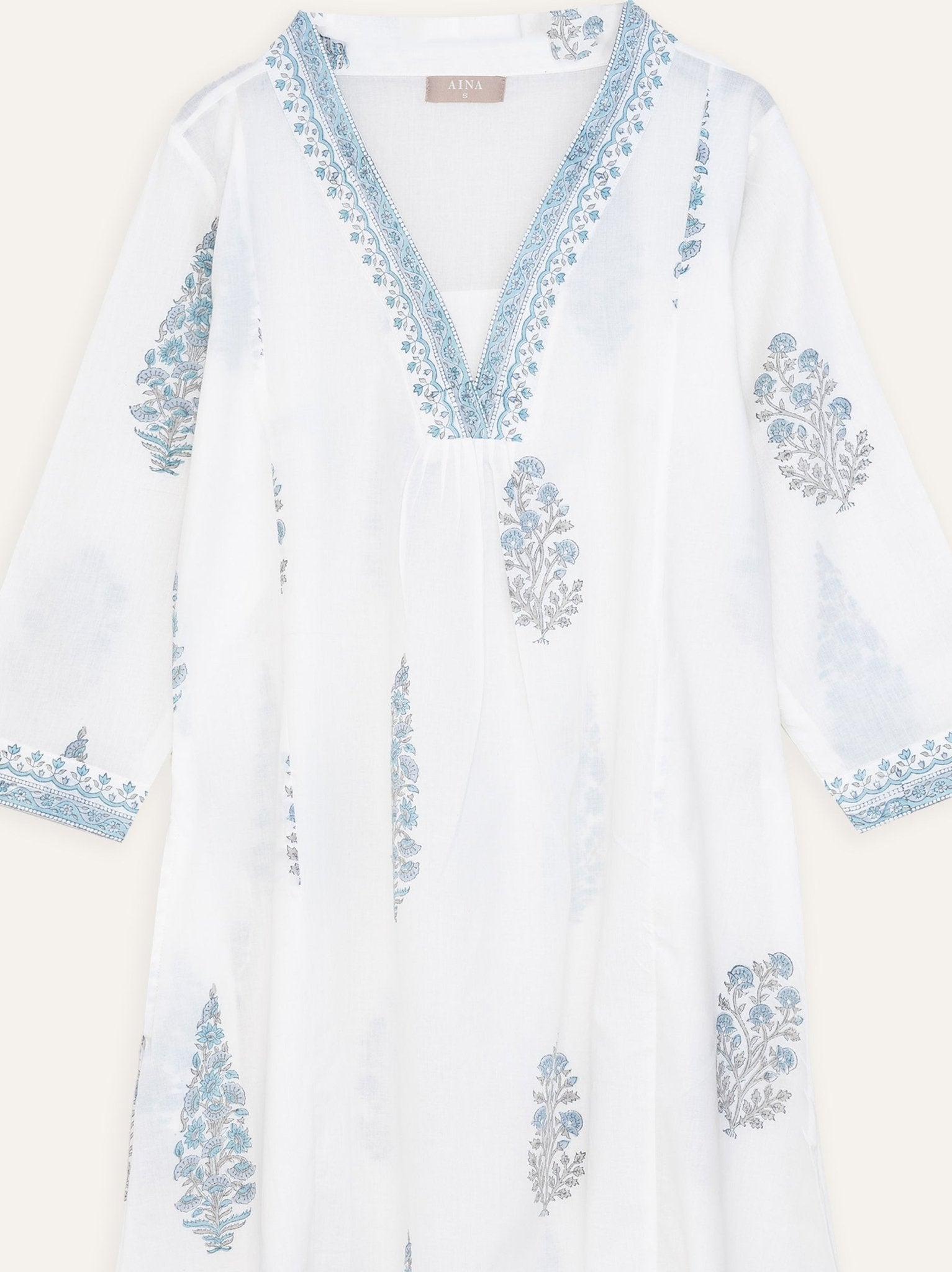 Nida Cotton Block Printed A Line Kurta - AINA