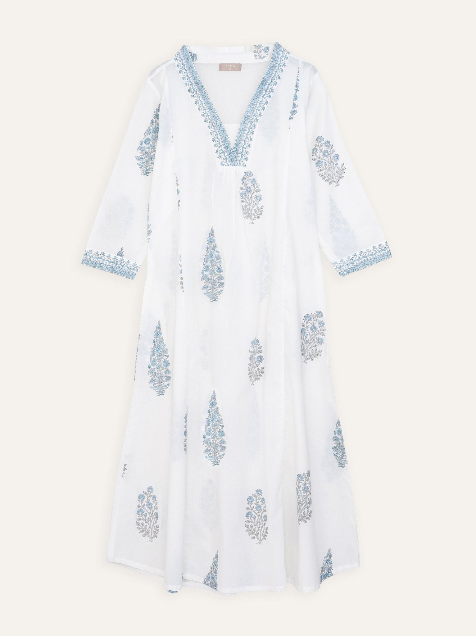 Nida Cotton Block Printed A Line Kurta - AINA