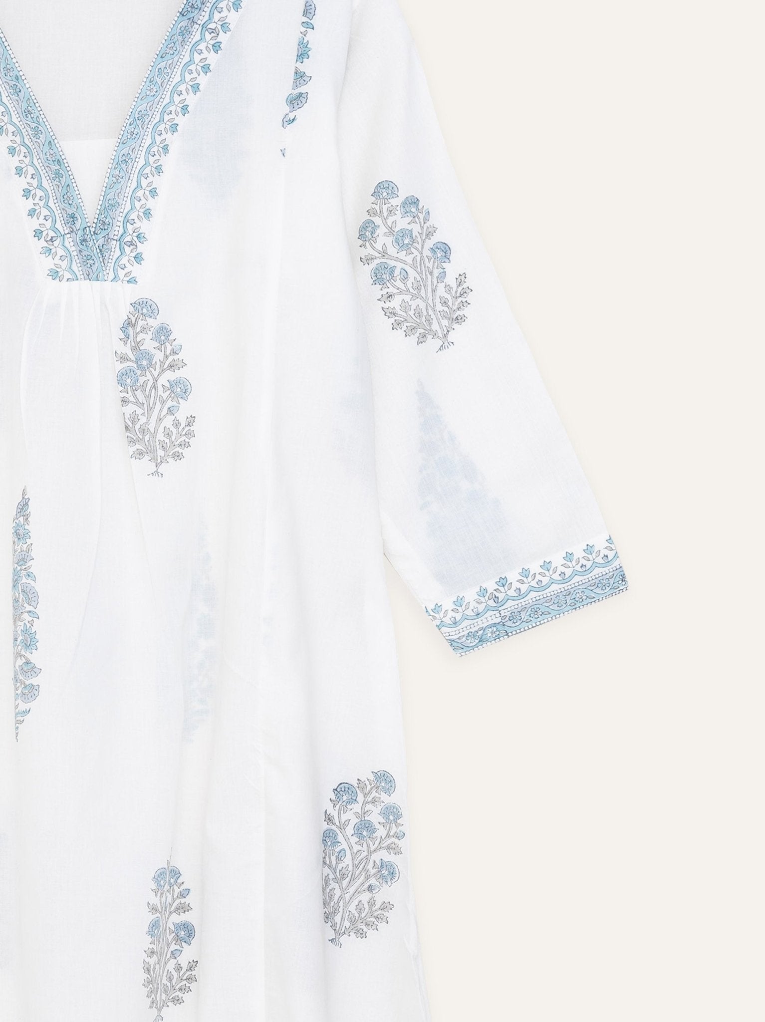 Nida Cotton Block Printed A Line Kurta - AINA