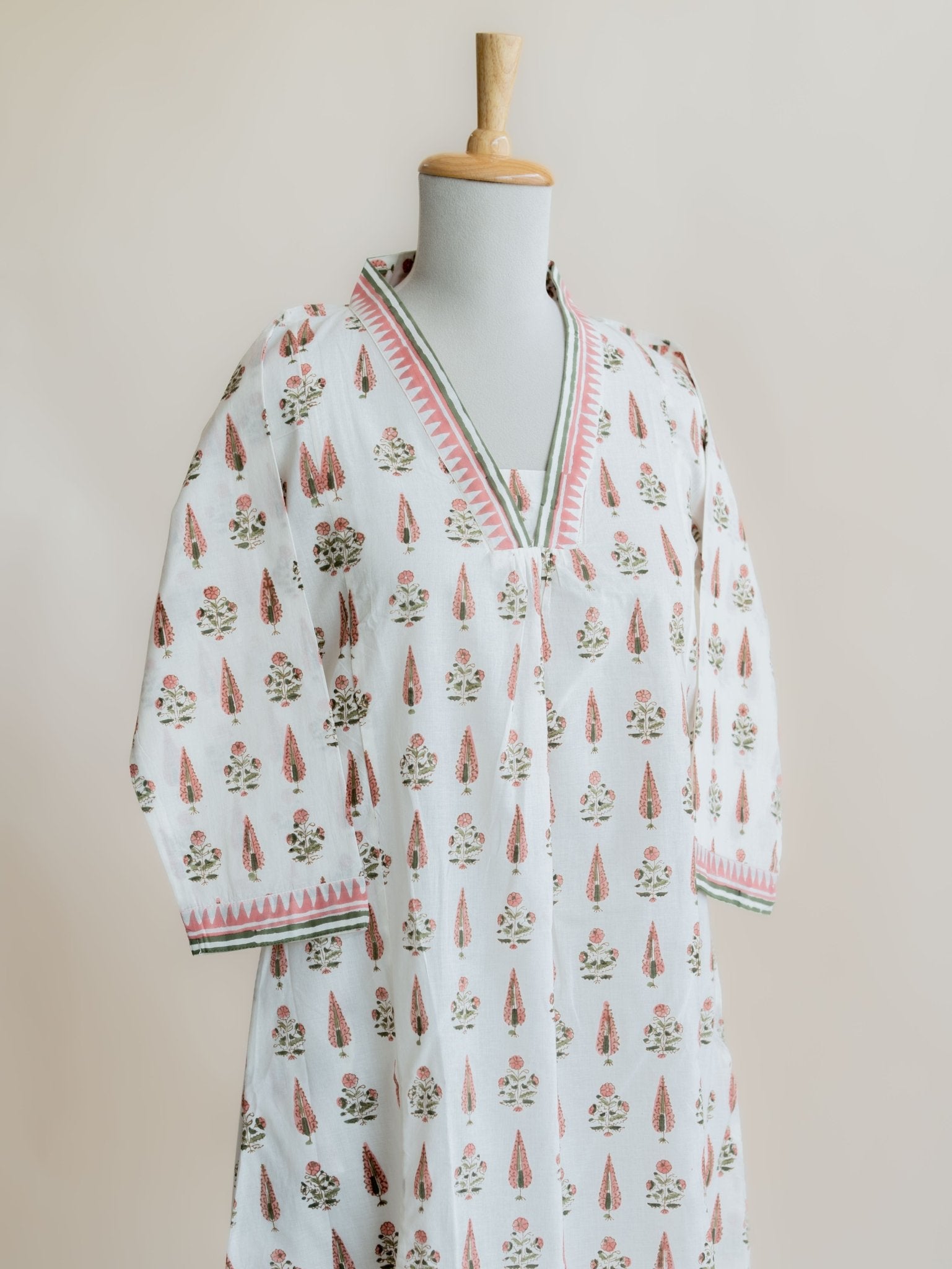 Nihara Cotton Block Printed A Line Kurta - AINA