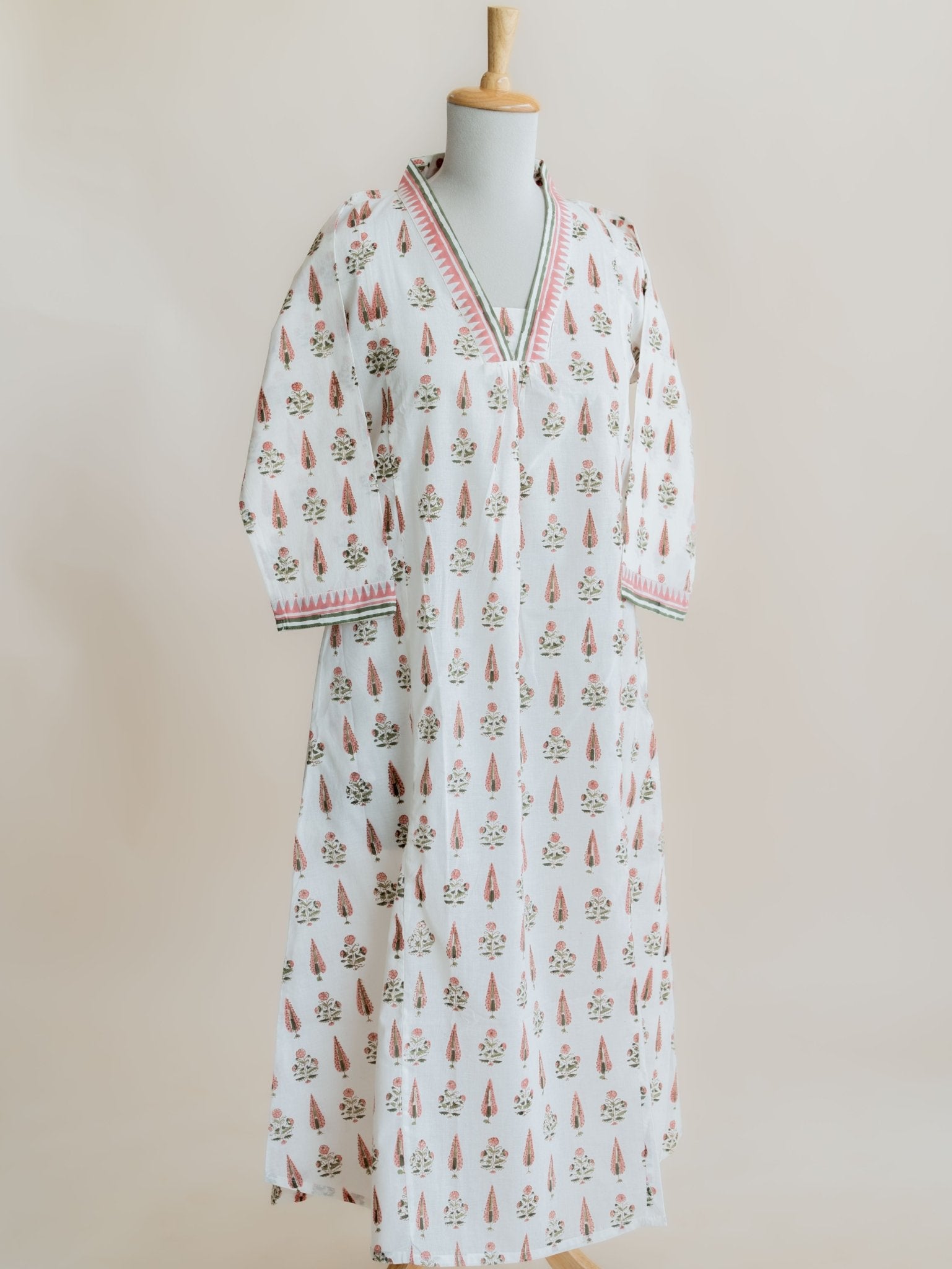 Nihara Cotton Block Printed A Line Kurta - AINA