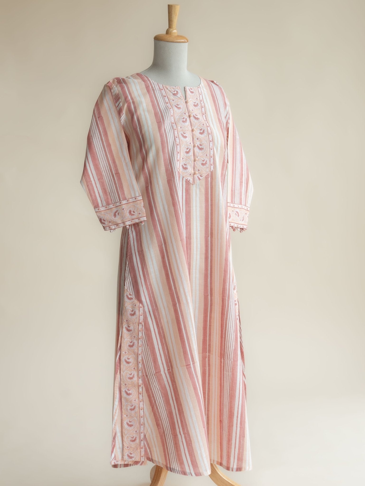 Niketa Cotton Block Printed A-Line Kurta - AINA