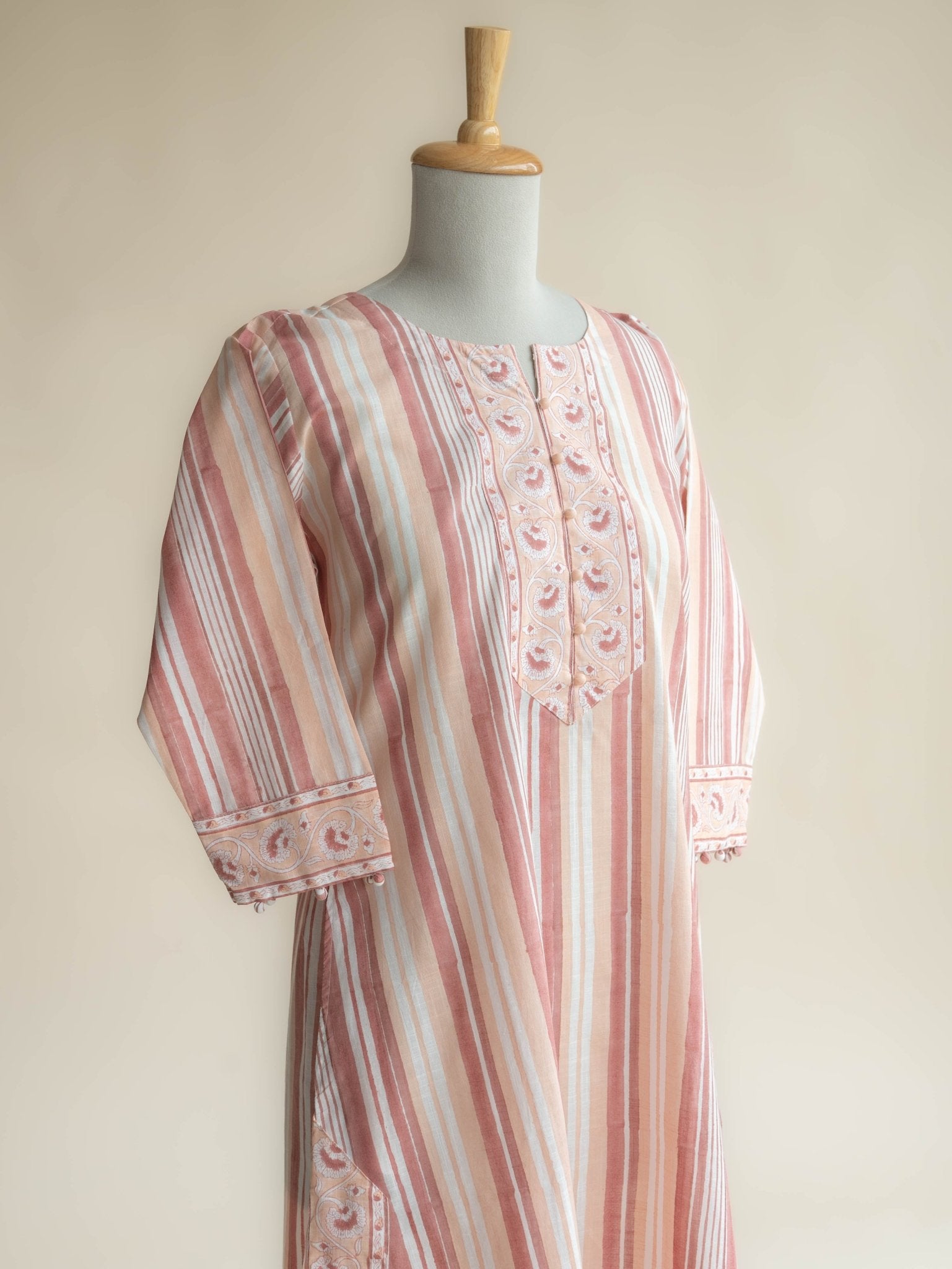 Niketa Cotton Block Printed A-Line Kurta - AINA